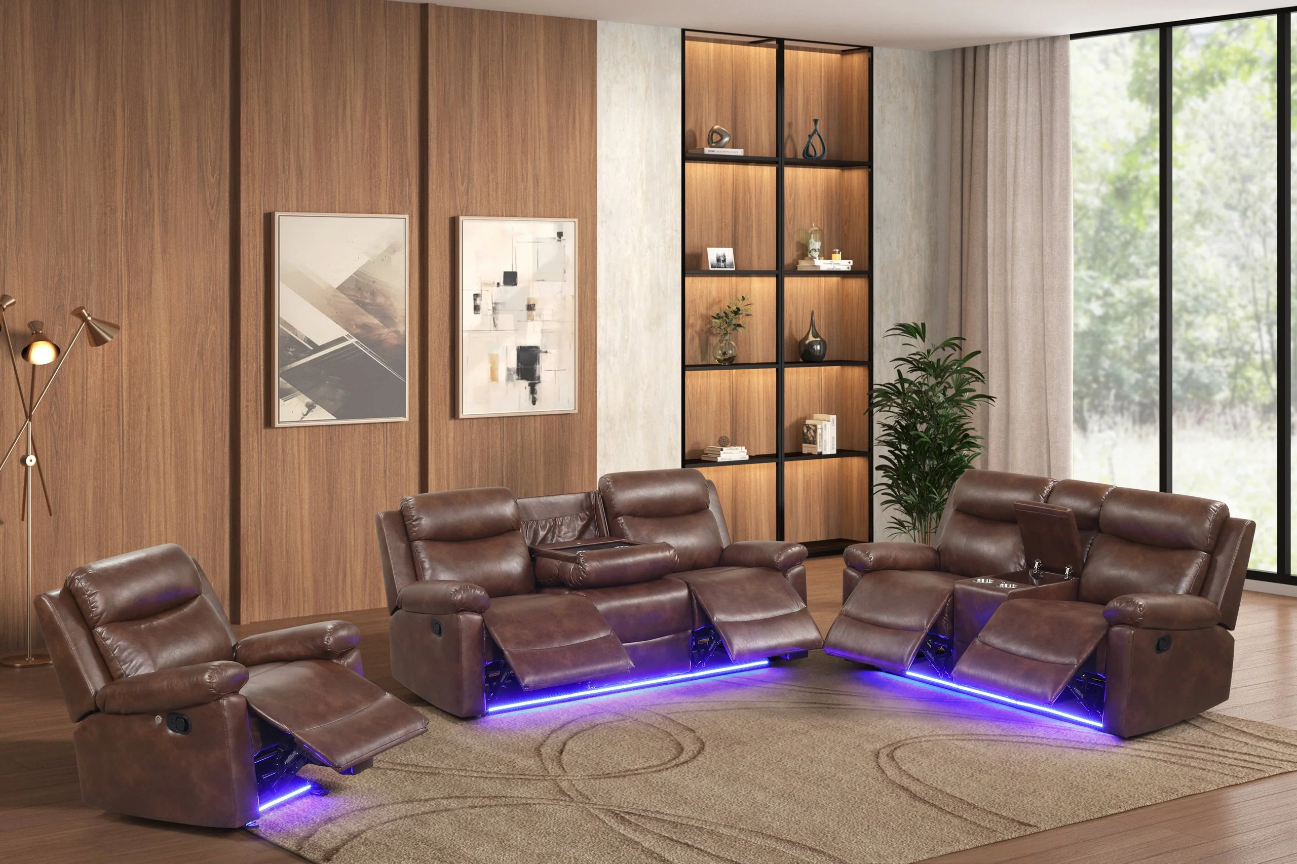 Isabel Espresso Leather Gel 3-Piece Reclining Set