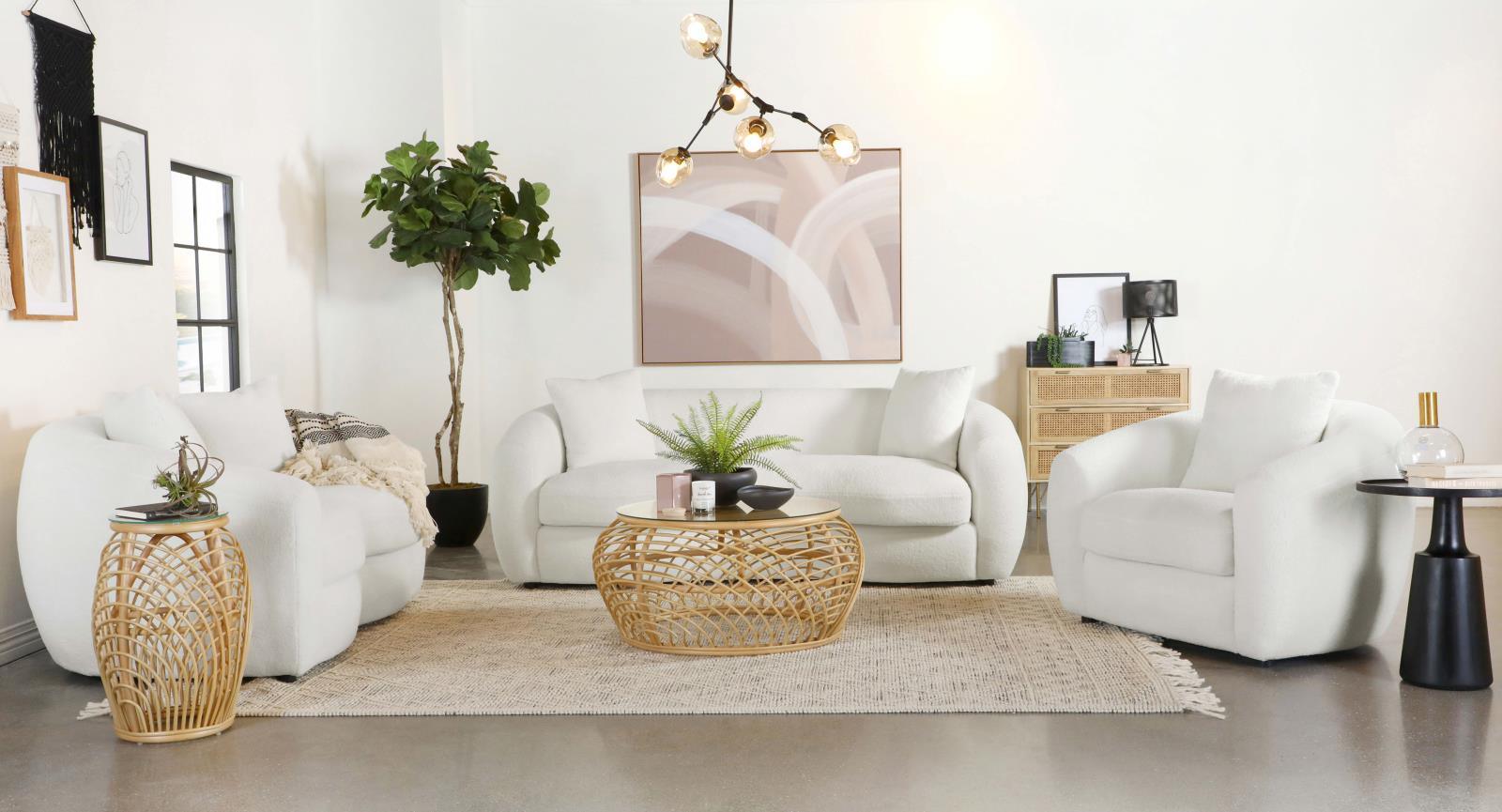 Isabella White Upholstered Tight Back Loveseat - Image 9