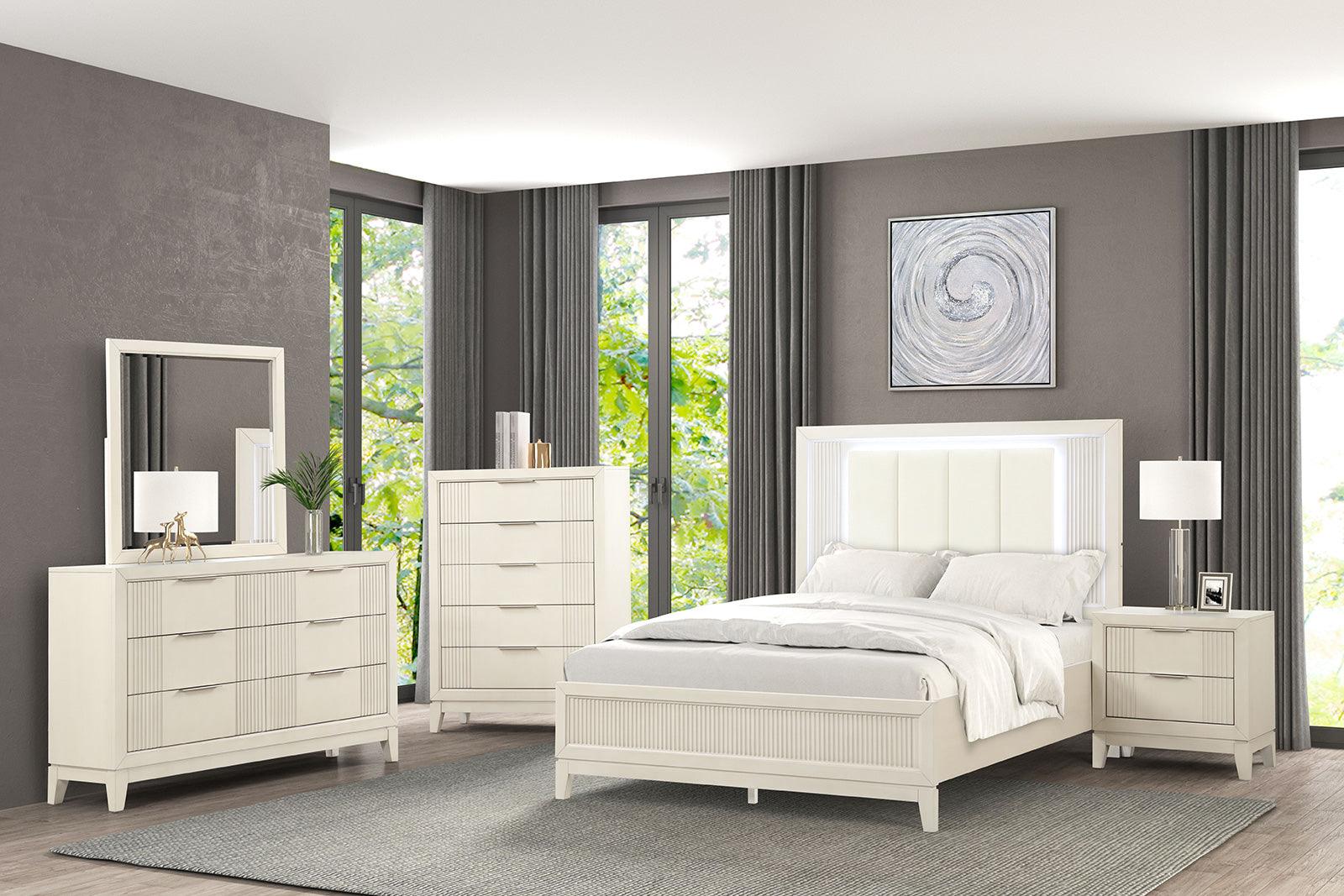 Isadore Antique White LED King Panel Bed - Image 2