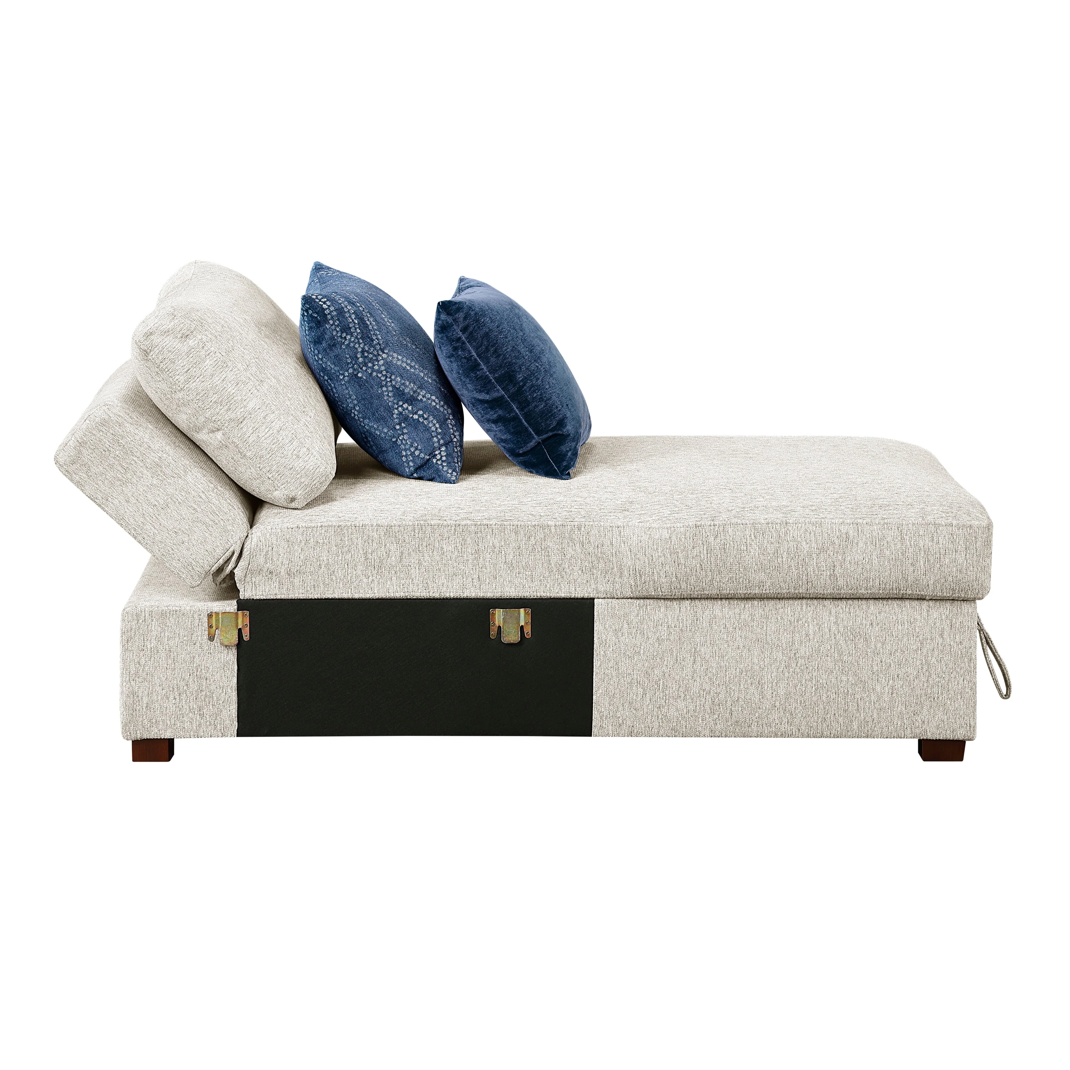 Isla Beige Chaise Lounge with Arms and Hidden Storage, Click Motion Back - Image 9