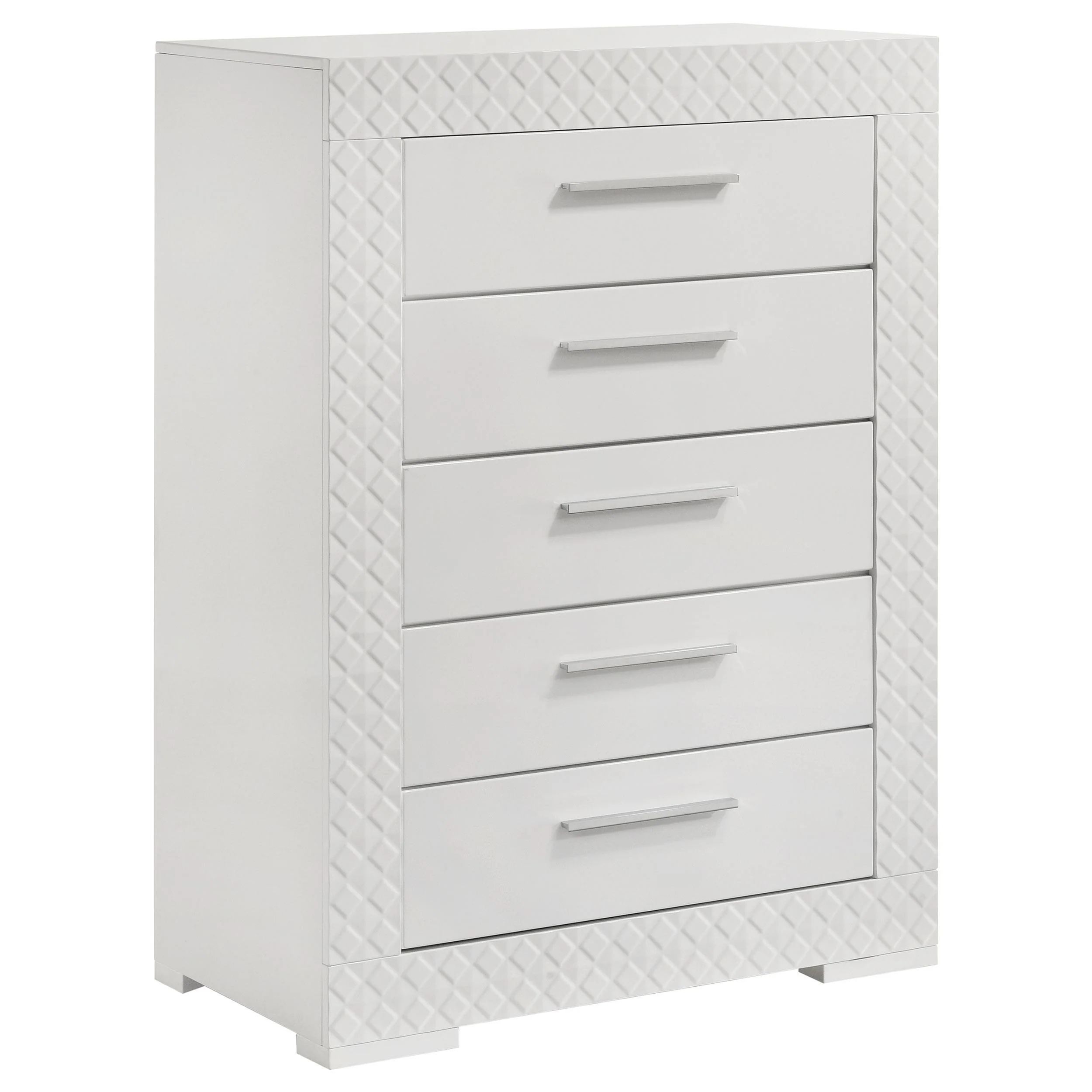 Ives 5-drawer Bedroom Chest of Drawers White High Gloss - Image 4