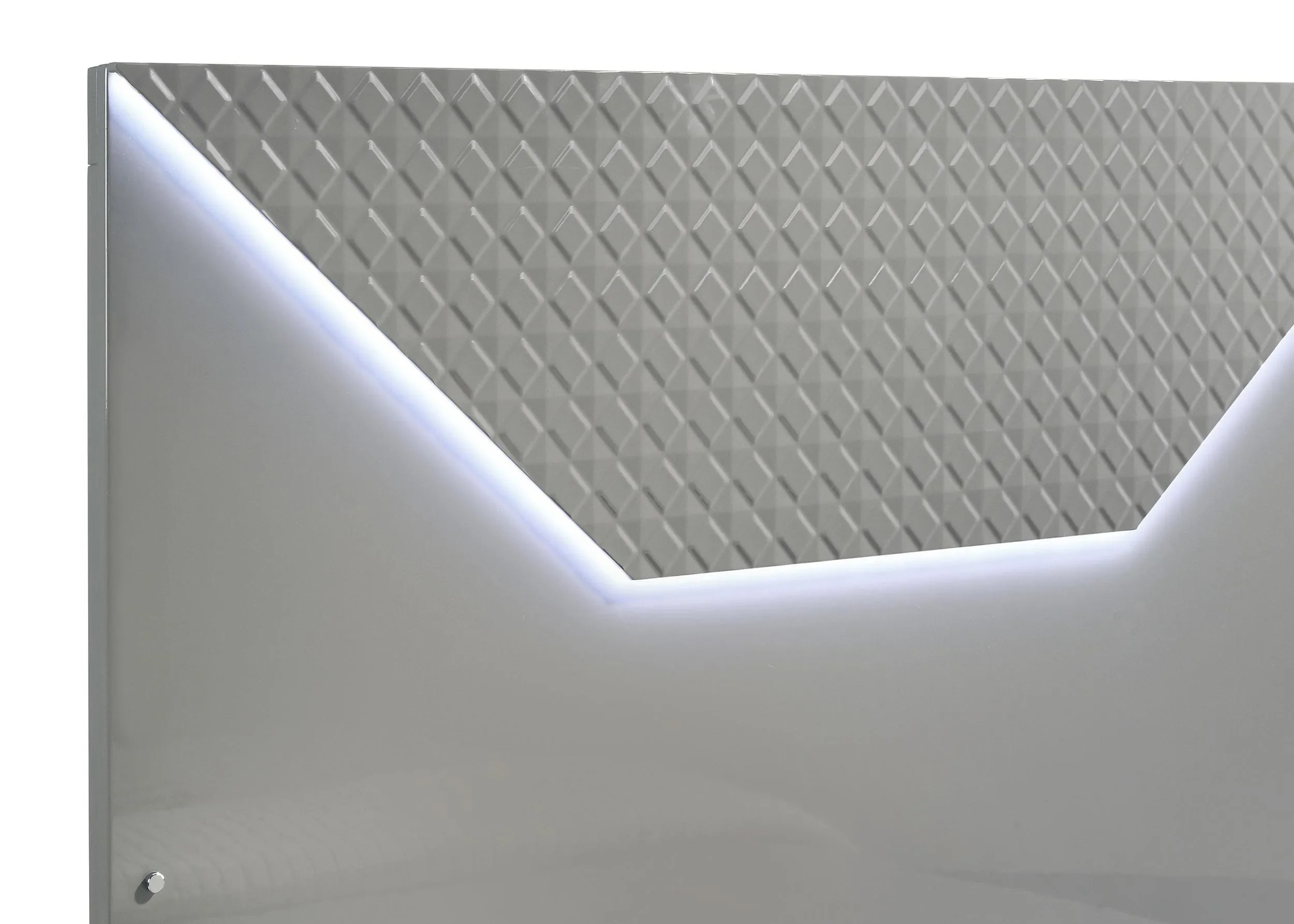 Ives Gray High Gloss Eastern King Panel Bed LED Headboard - Image 6