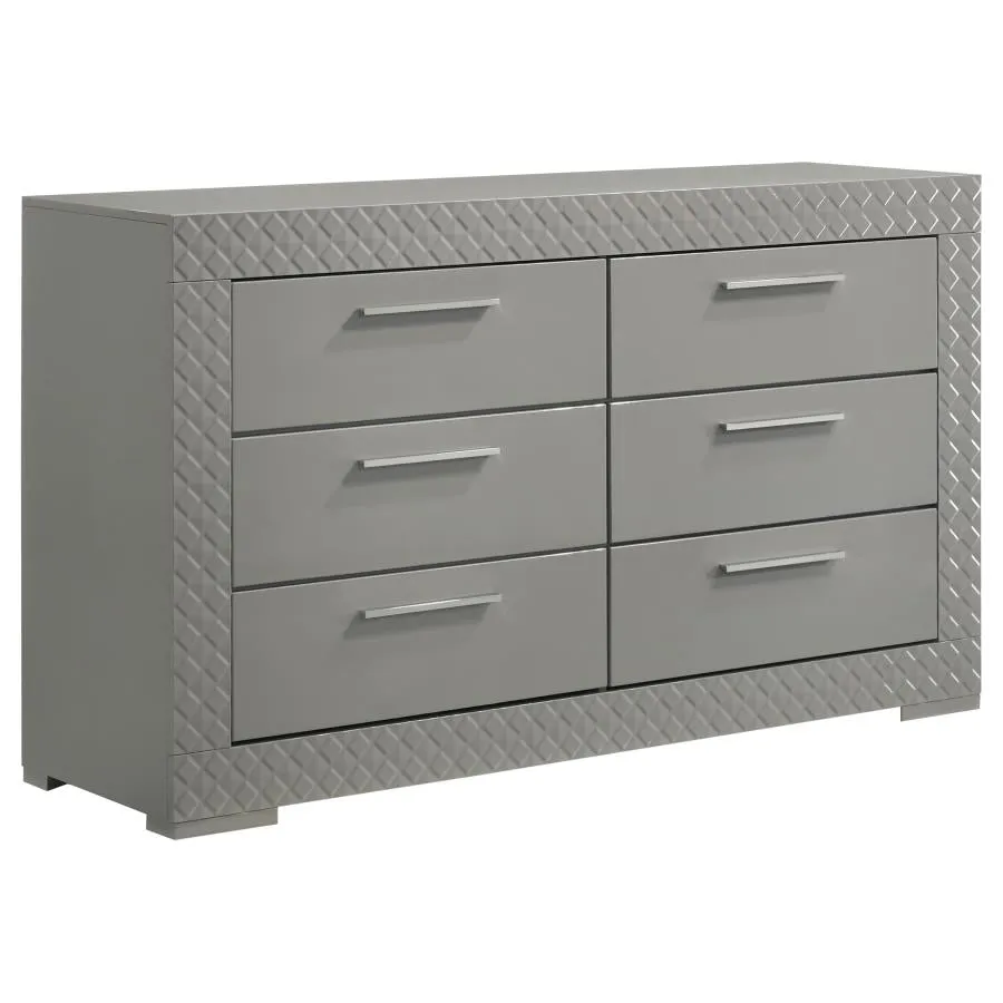 Ives Grey High Gloss 4-Piece Queen Bedroom Set - Image 5