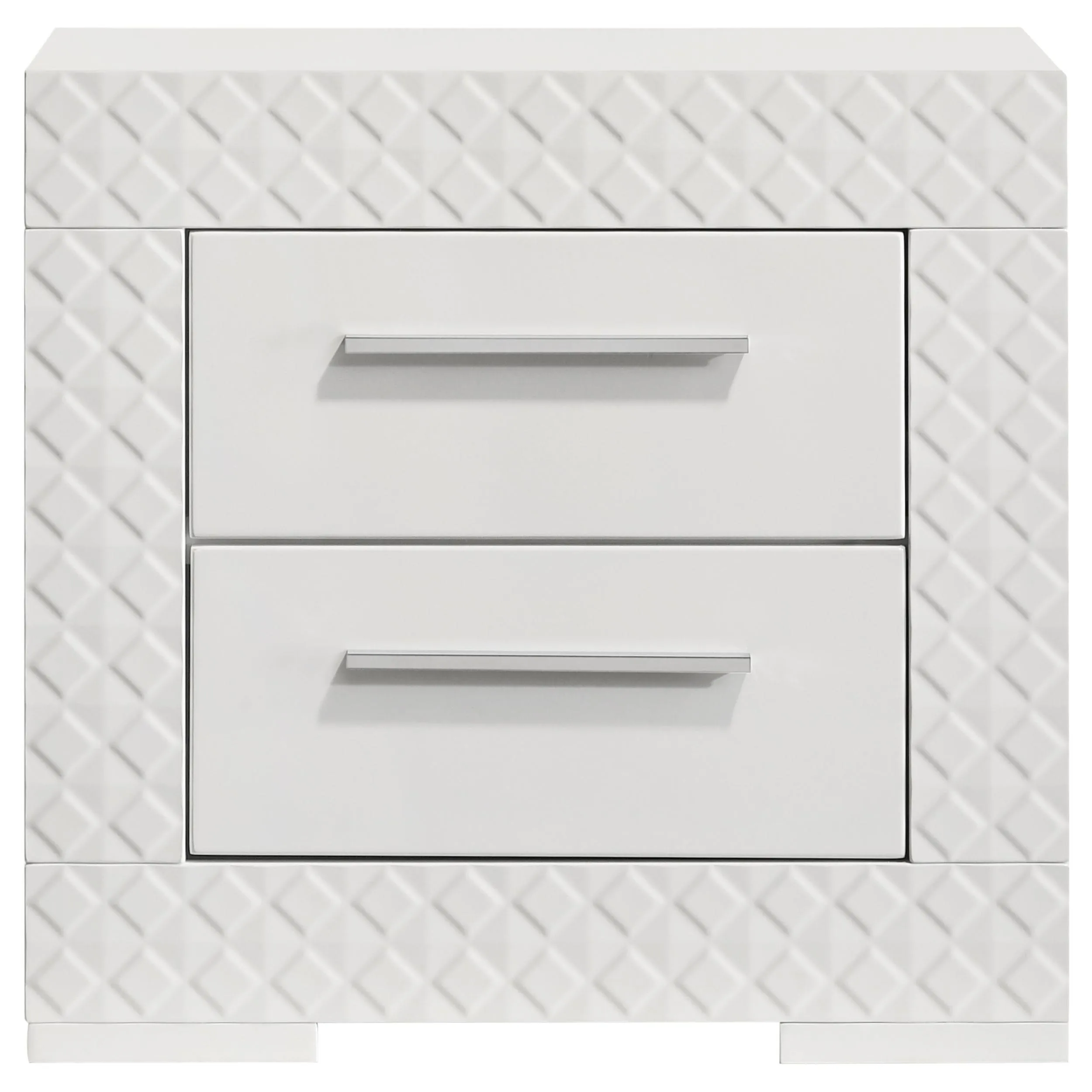 Ives White High Gloss 2-drawer Nightstand Bedside Table - Image 2