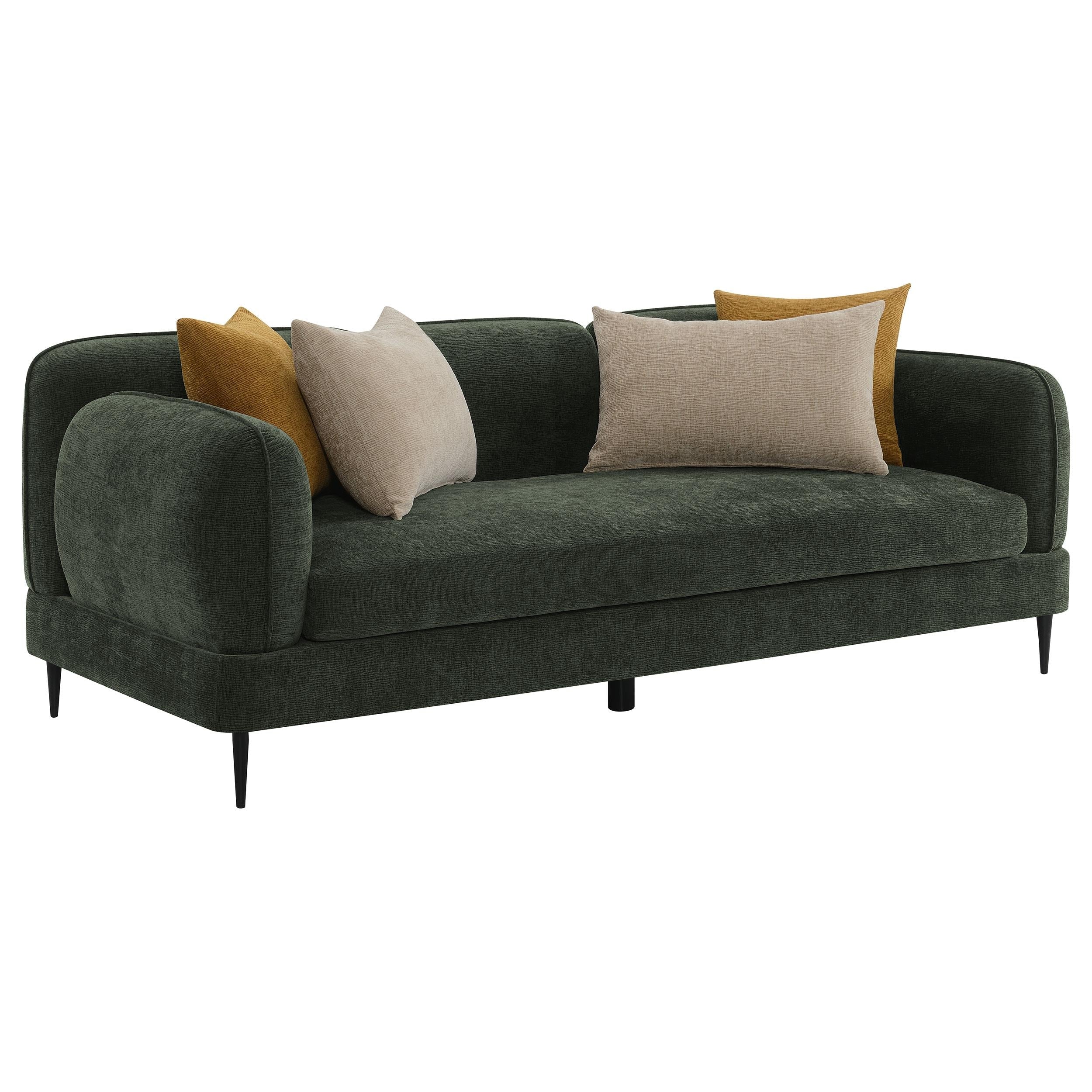 Jade Green Chenille Modern Track Arm Sofa - Image 3