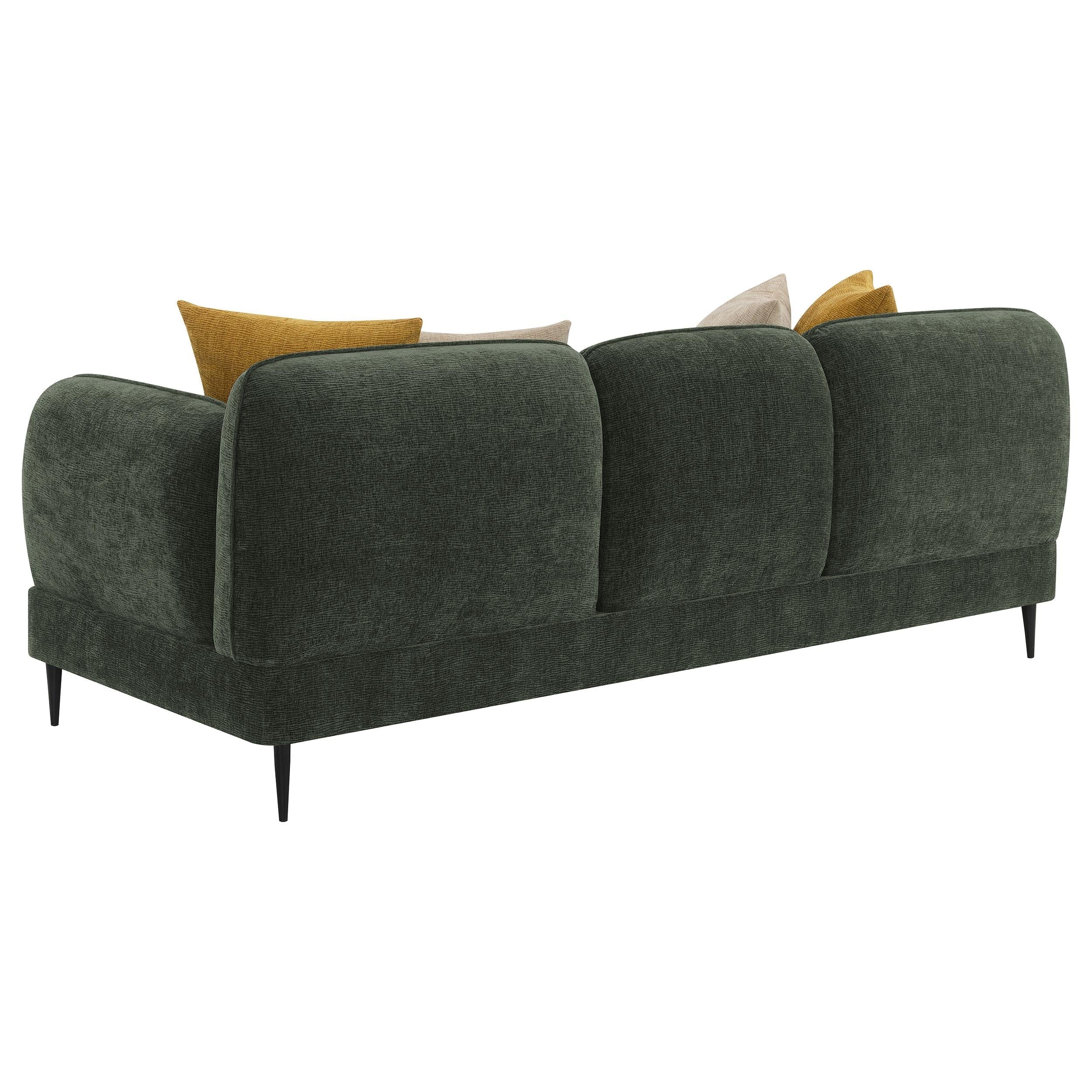 Jade Green Chenille Modern Track Arm Sofa - Image 5