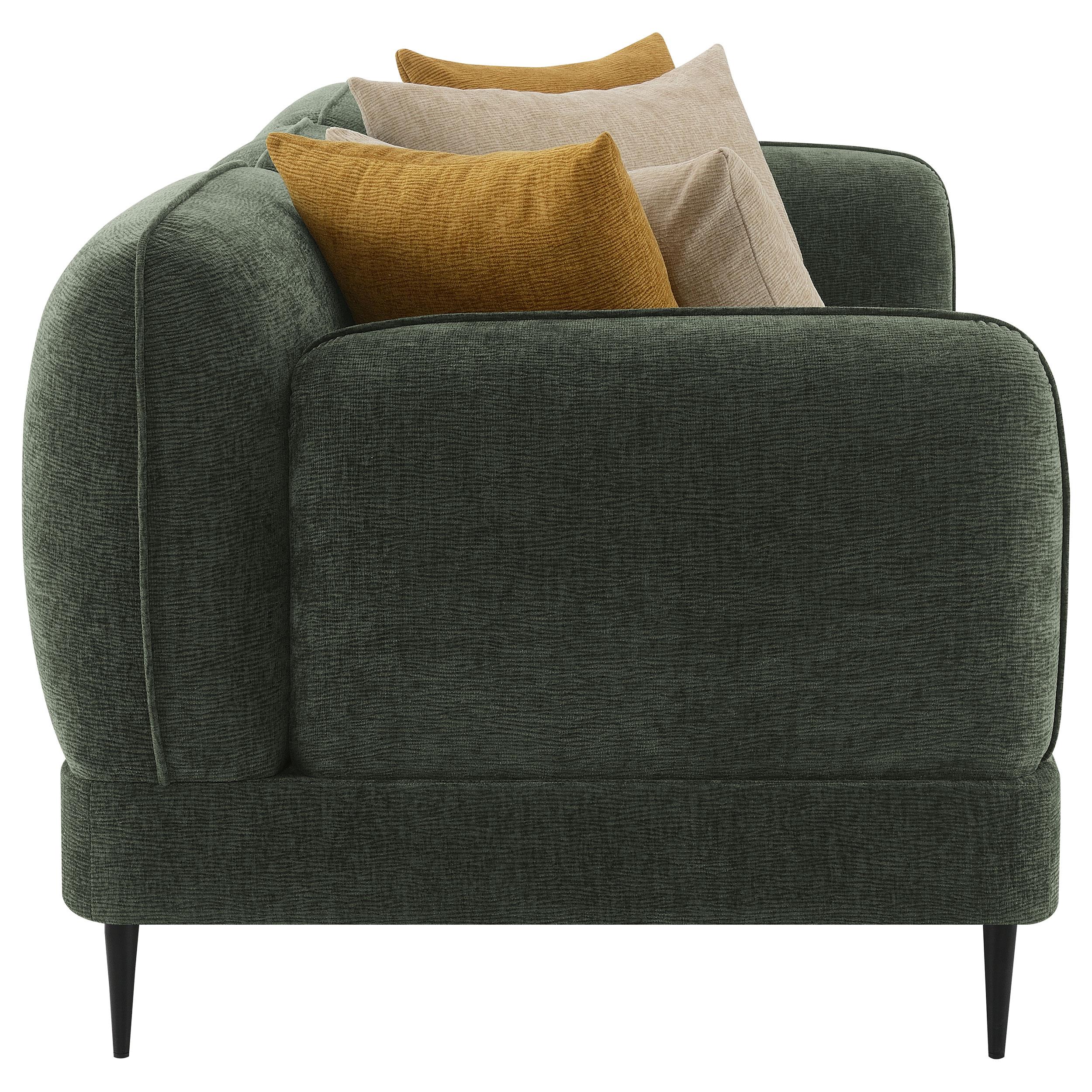 Jade Green Chenille Modern Track Arm Sofa - Image 8