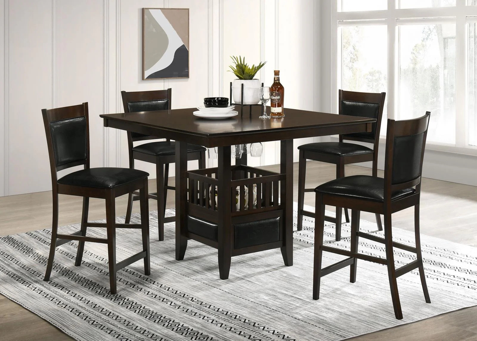 Jaden Cappuccino Transitional Counter Height Dining Set