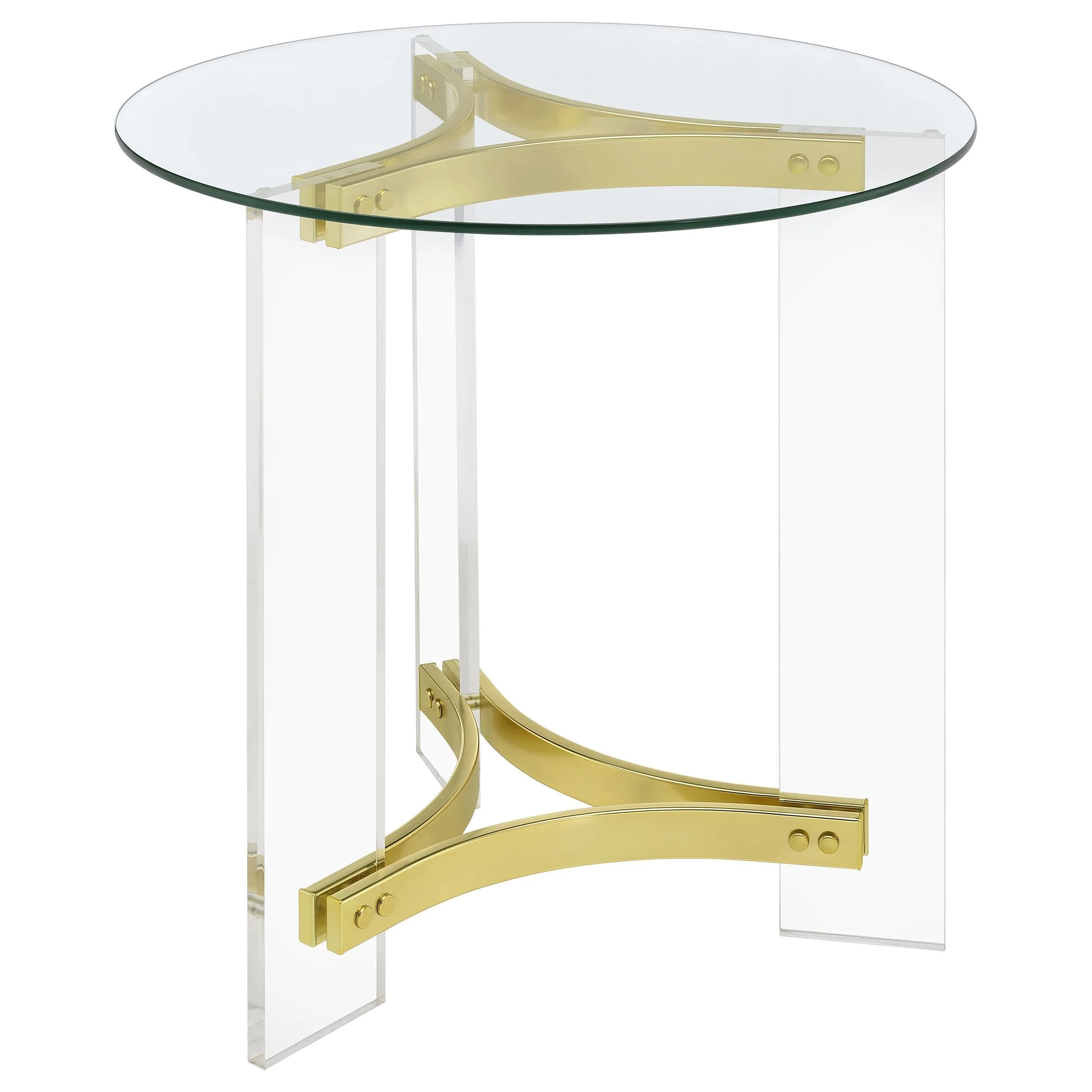 Janessa Matte Brass 2-Piece Acrylic Coffee and End Table Set - Image 3
