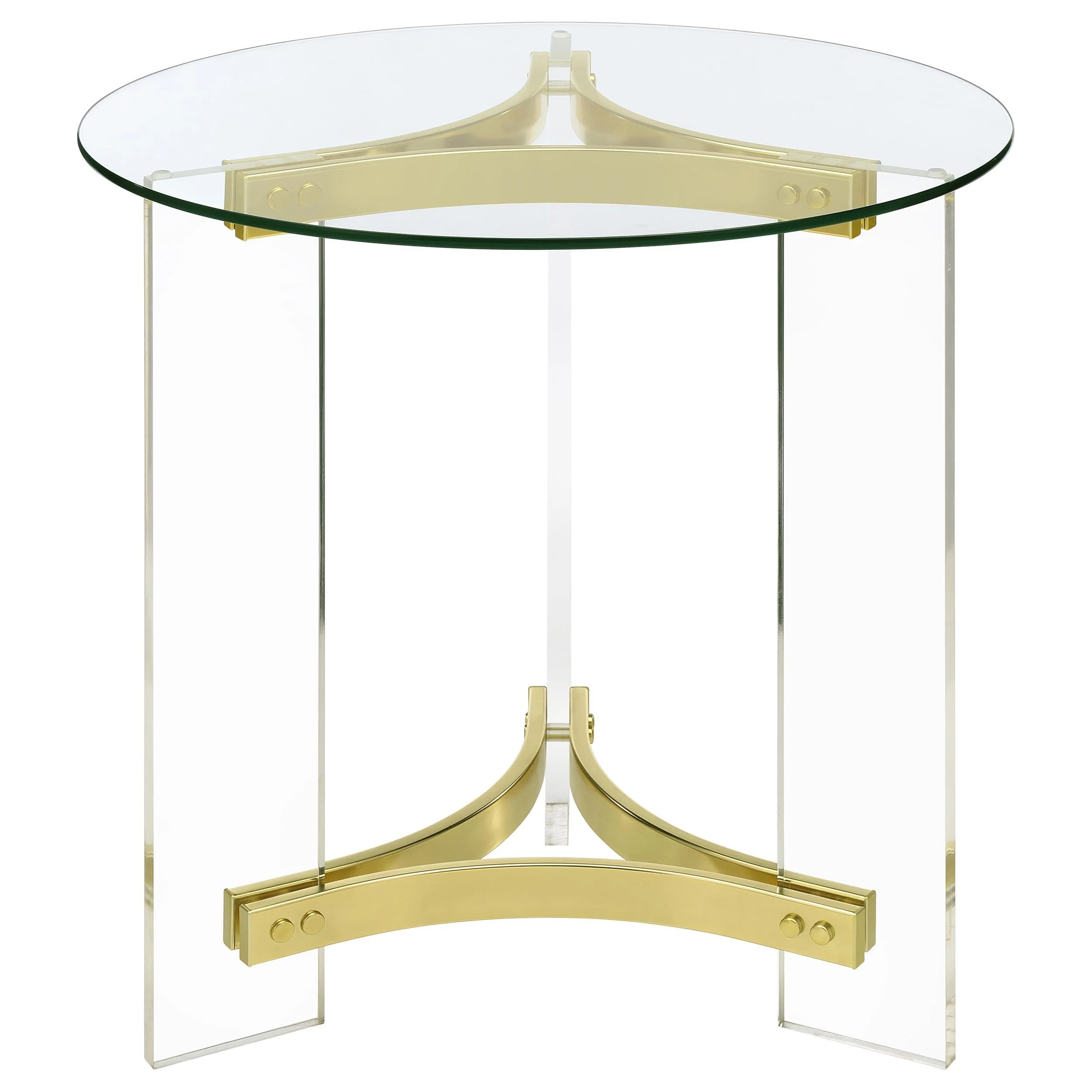 Janessa Matte Brass 2-Piece Acrylic Coffee and End Table Set - Image 4