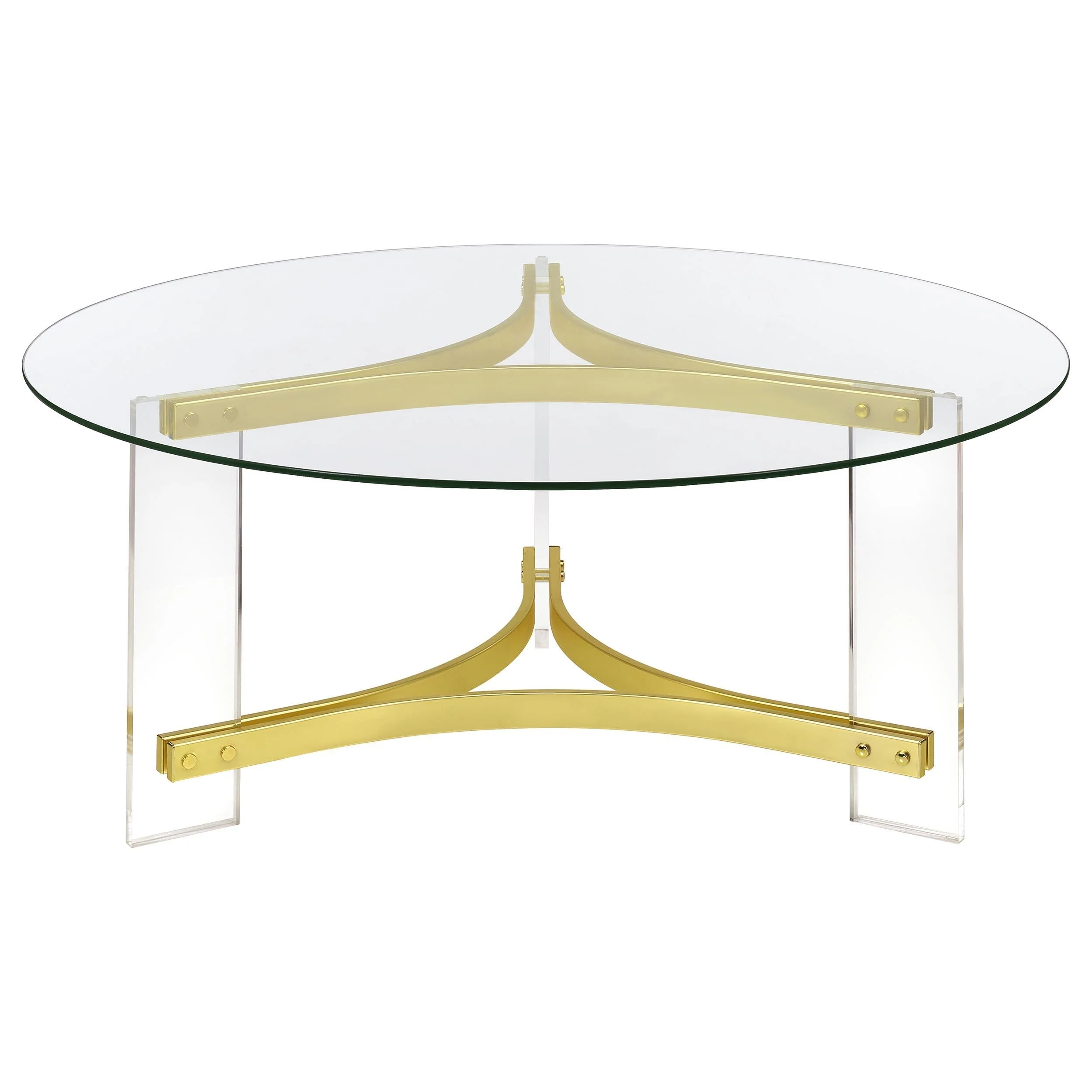 Janessa Matte Brass 2-Piece Acrylic Coffee and End Table Set - Image 8