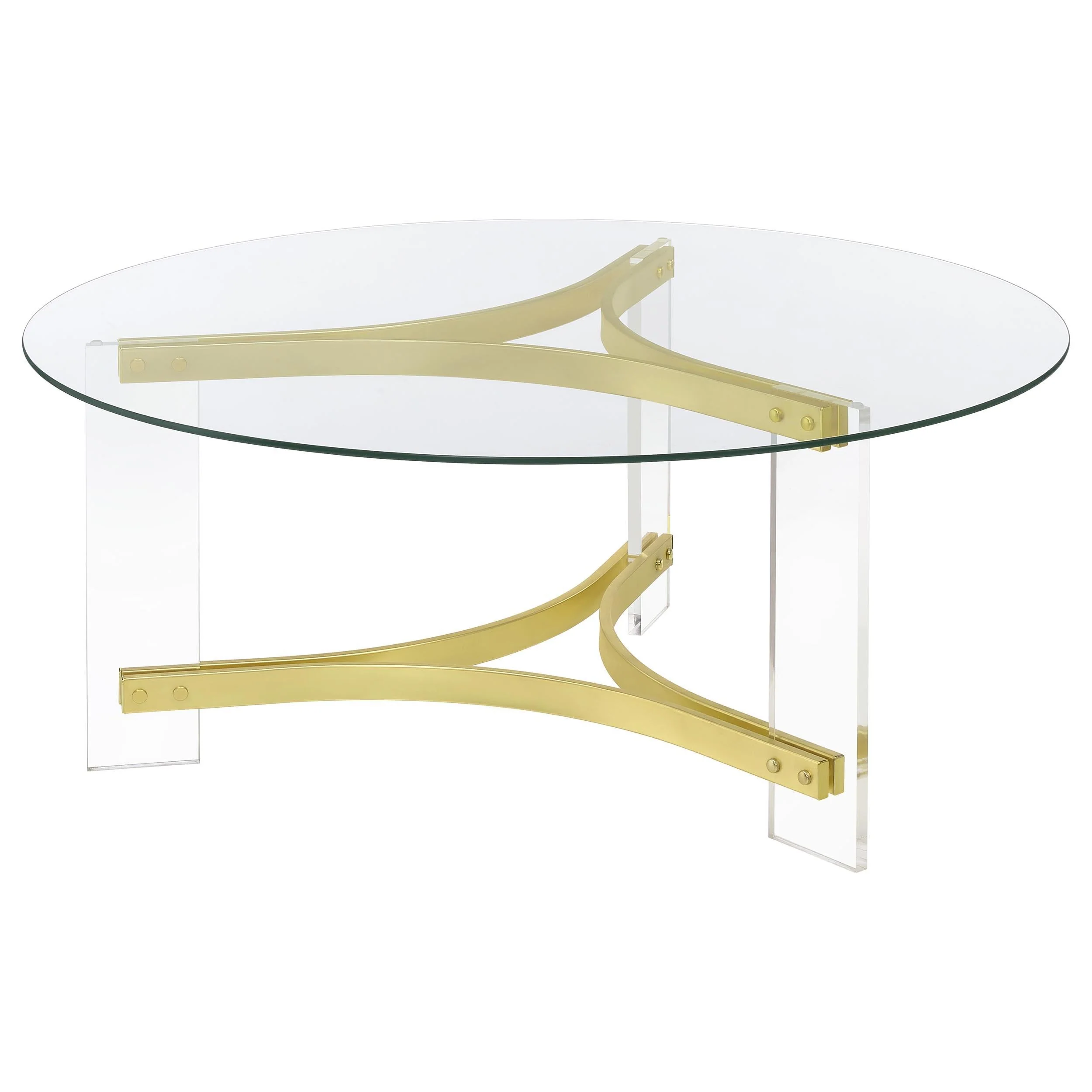 Janessa Matte Brass 2-Piece Acrylic Coffee and End Table Set - Image 9