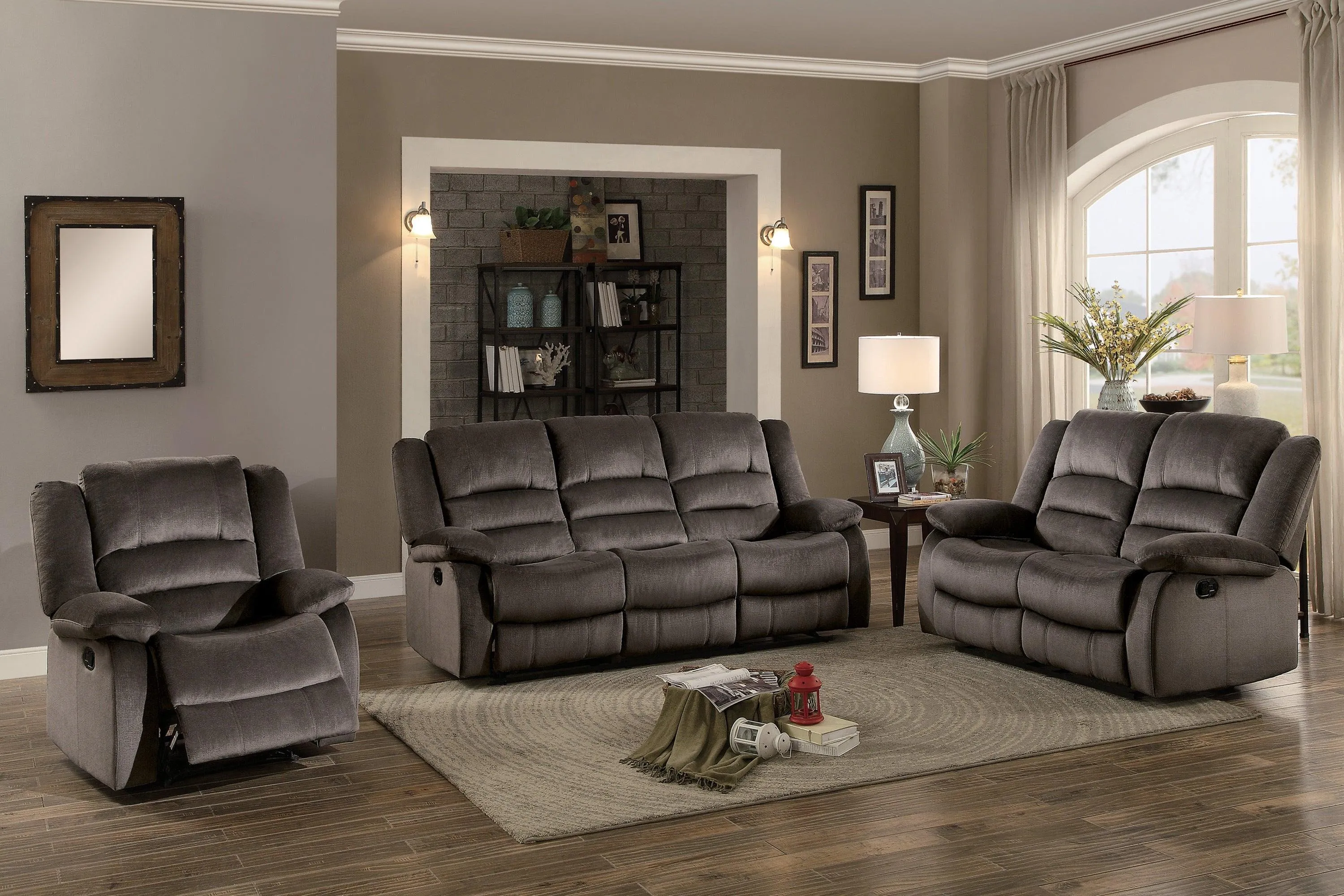 Jarita Chocolate Double Reclining Sofa - Image 2