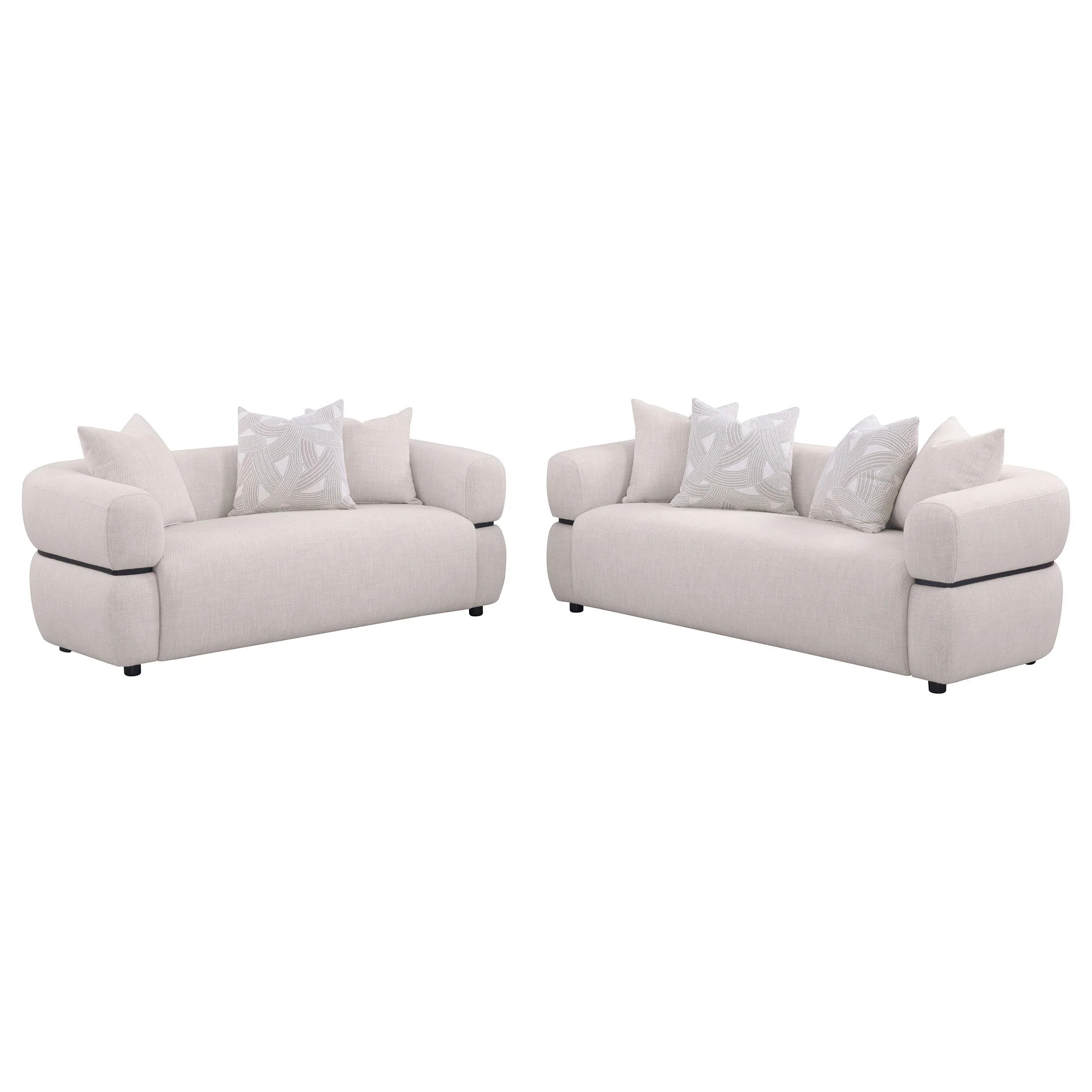 Jeanette Beige 2-Piece Fabric Upholstered Round Arm Living Room Set