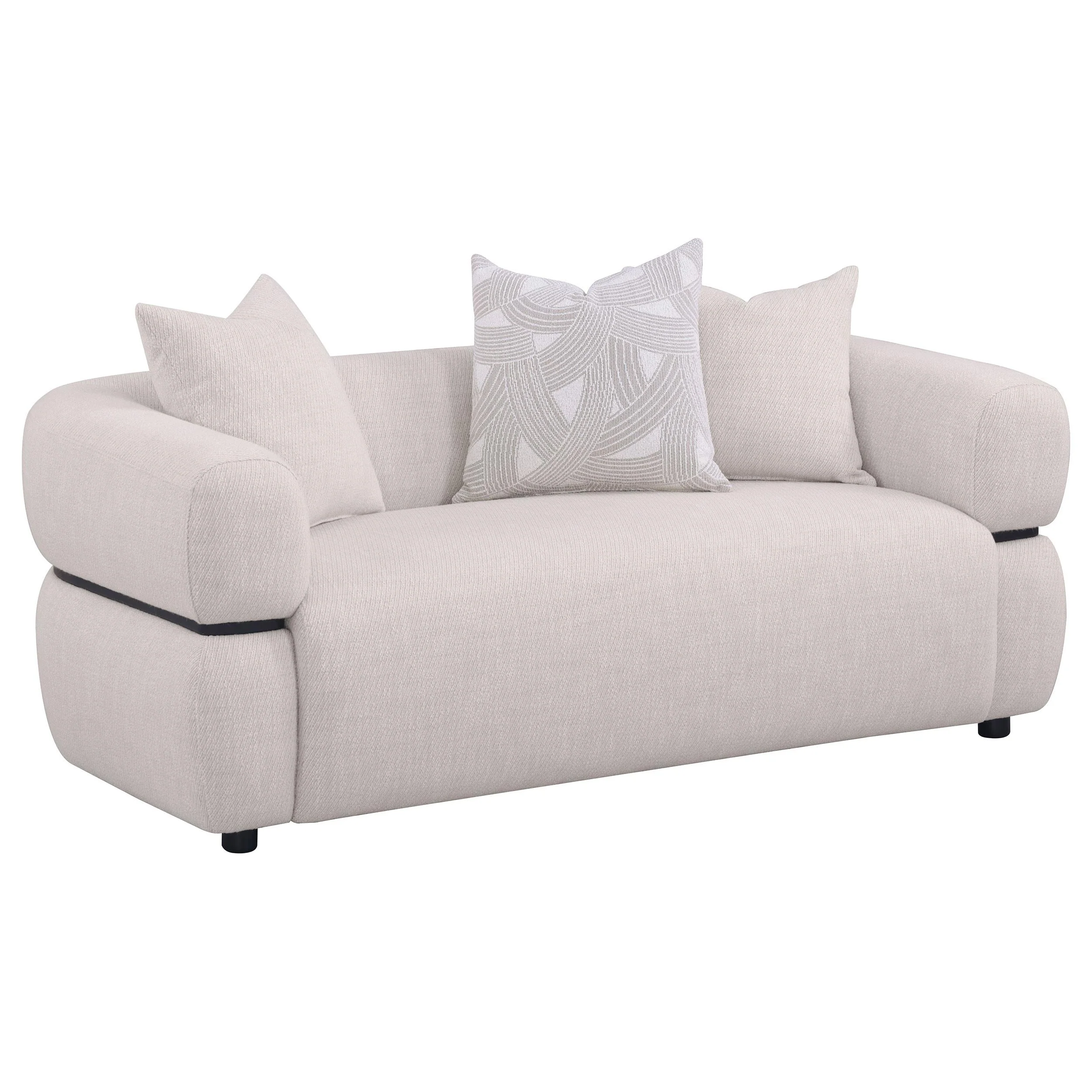 Jeanette Beige 2-Piece Fabric Upholstered Round Arm Living Room Set - Image 4