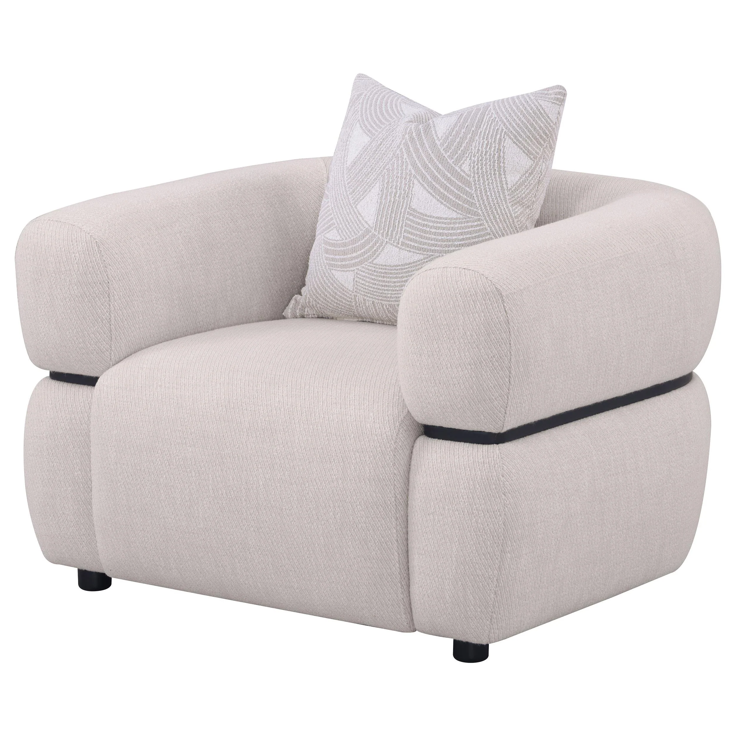 Jeanette Beige Fabric Upholstered Round Arm Accent Chair - Image 3