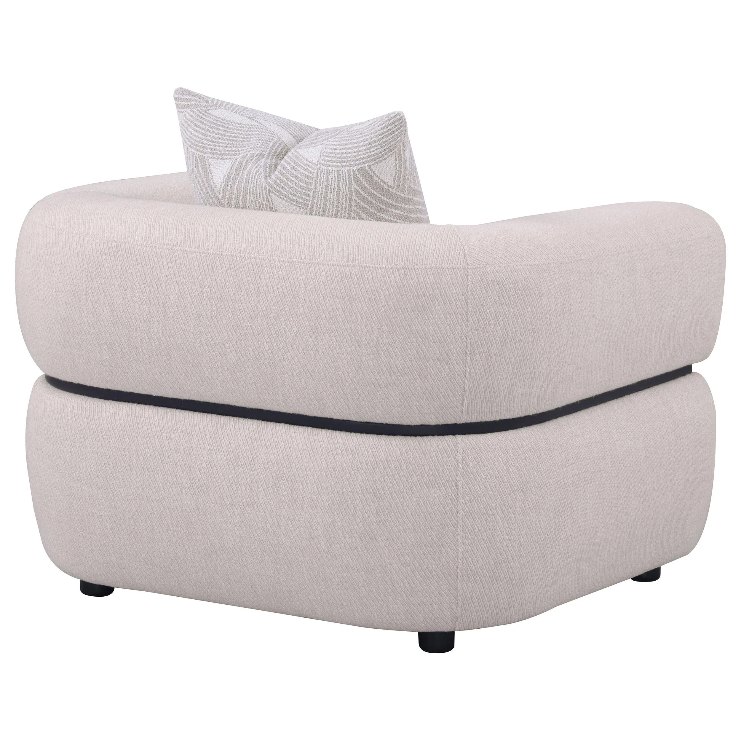 Jeanette Beige Fabric Upholstered Round Arm Accent Chair - Image 6