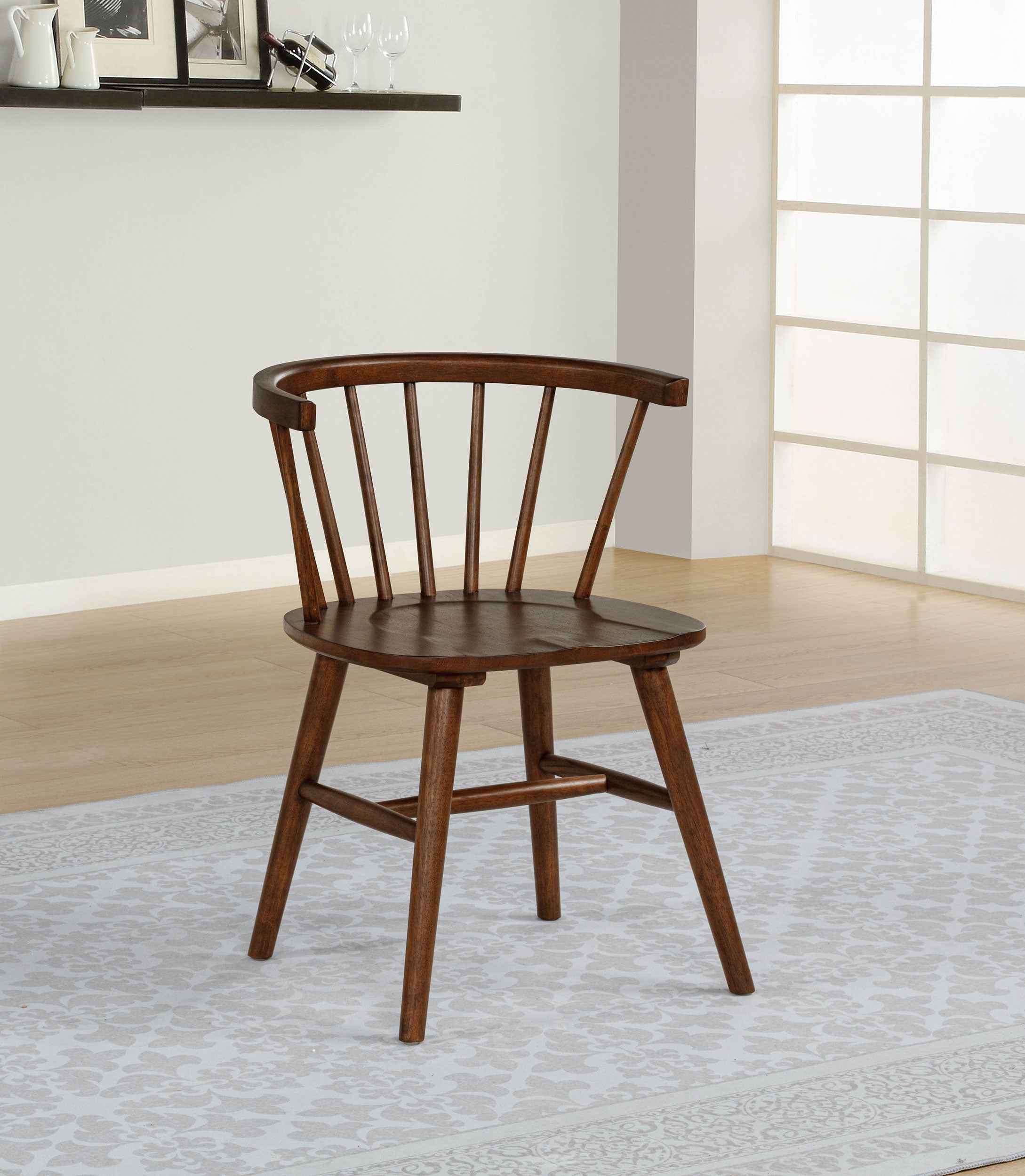 Jeffries Walnut Windsor Wood Dining Side Chair (Set of 2) - Image 2