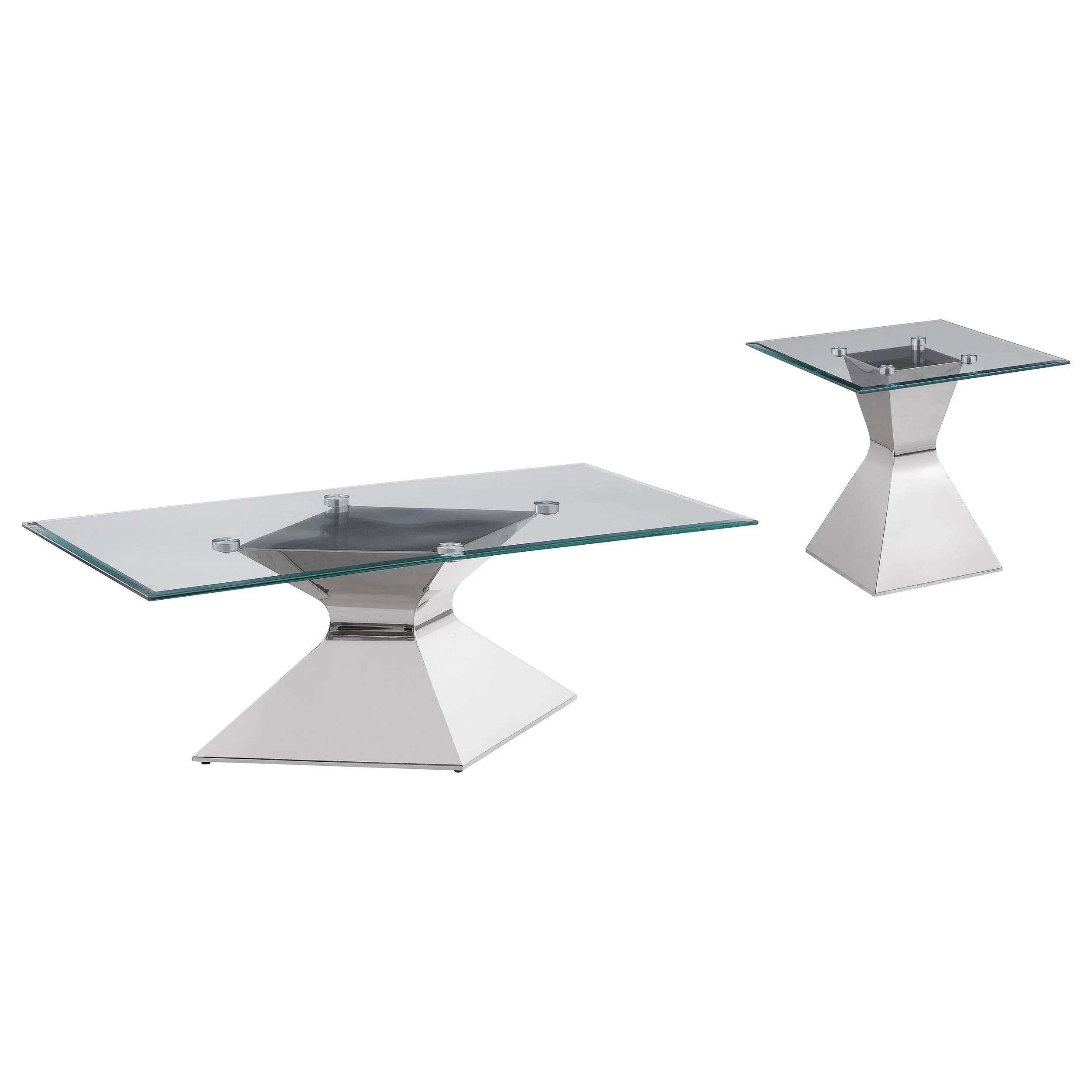 Jenny Chrome 2-Piece Rectangular Coffee and End Table Set - Image 2