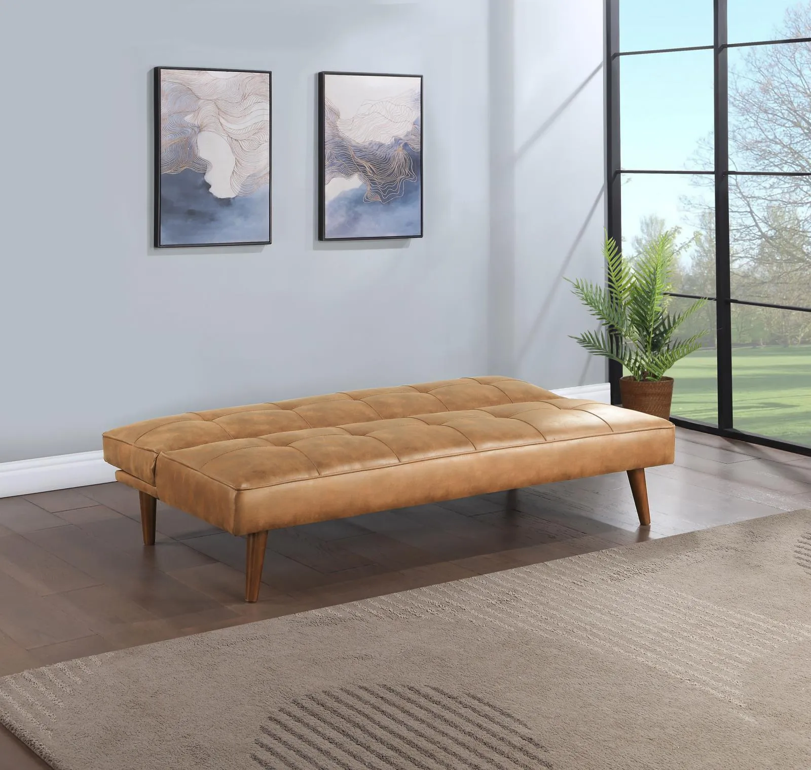Jenson Upholstered Tufted Convertible Sofa Bed Saddle Brown - Image 3