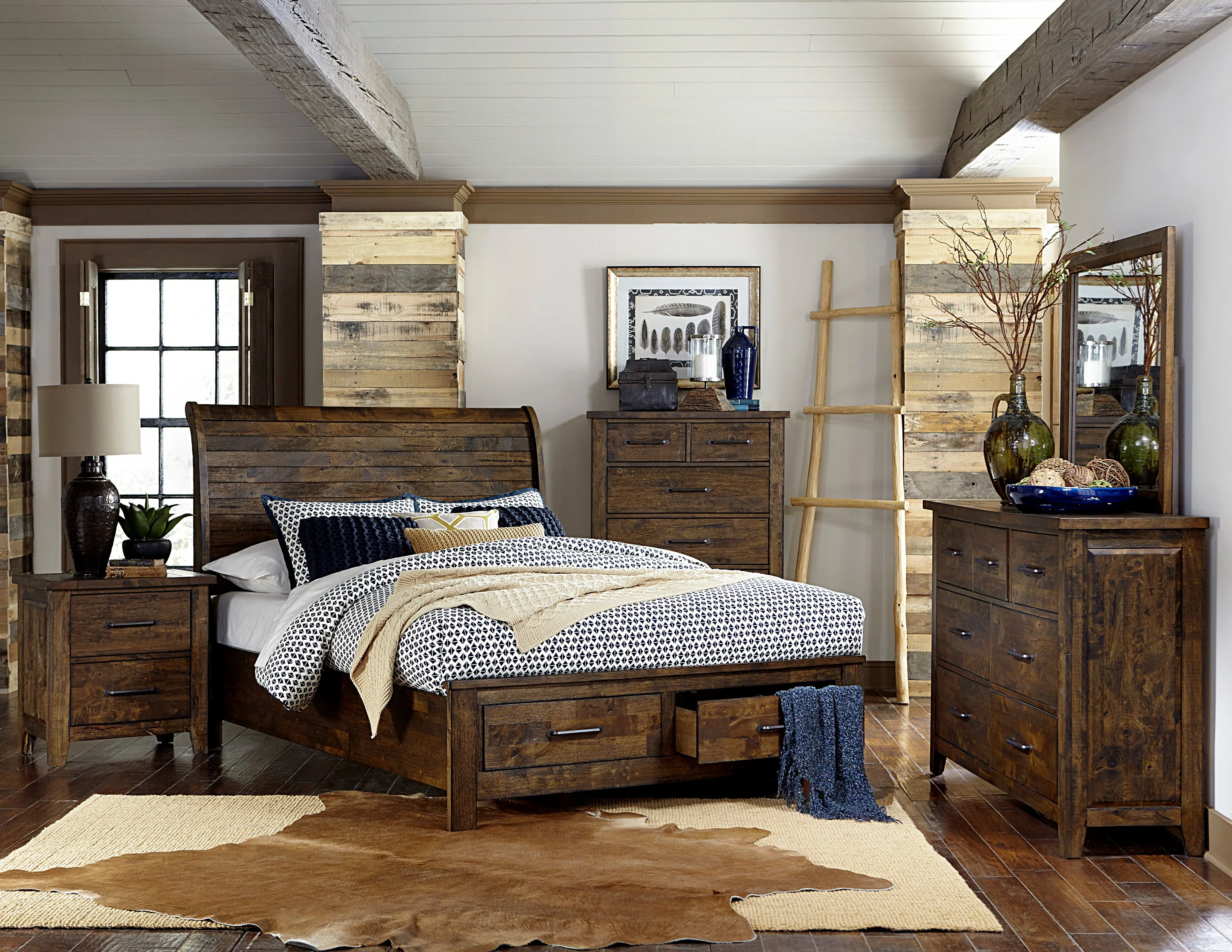 Jerrick Burnished Brown King Sleigh Storage Platform Bed - Image 6