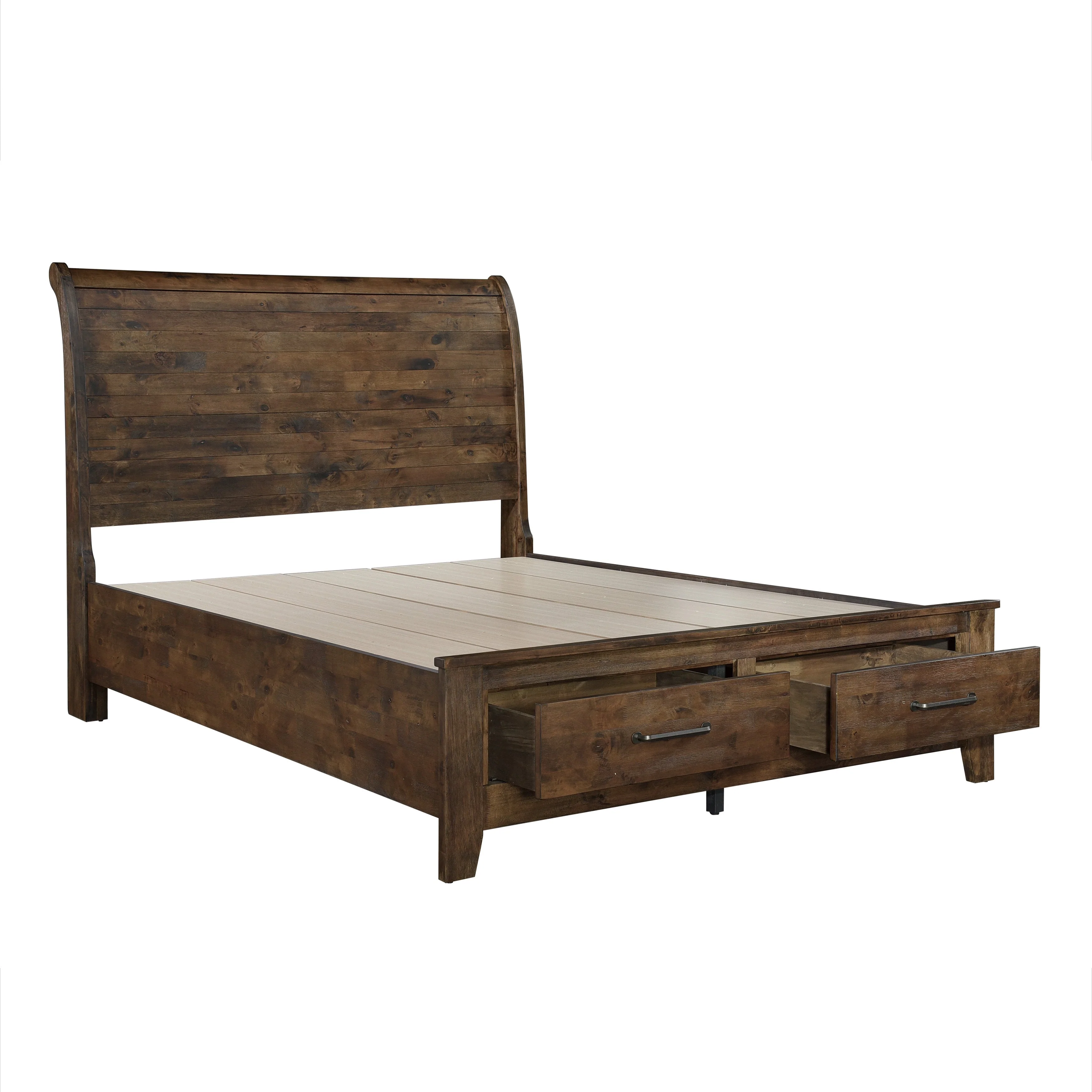Jerrick Burnished Brown Queen Sleigh Storage Platform Bed - Image 5