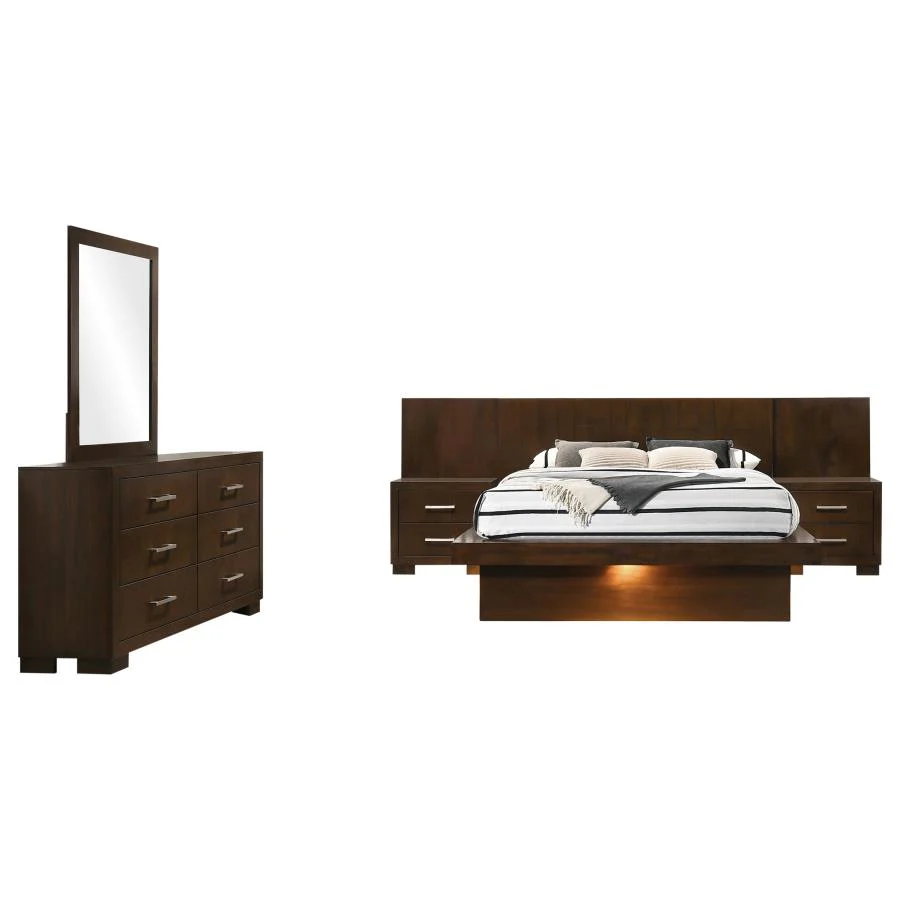 Jessica Cappuccino 5-piece Queen LED Bedroom Set - Image 2