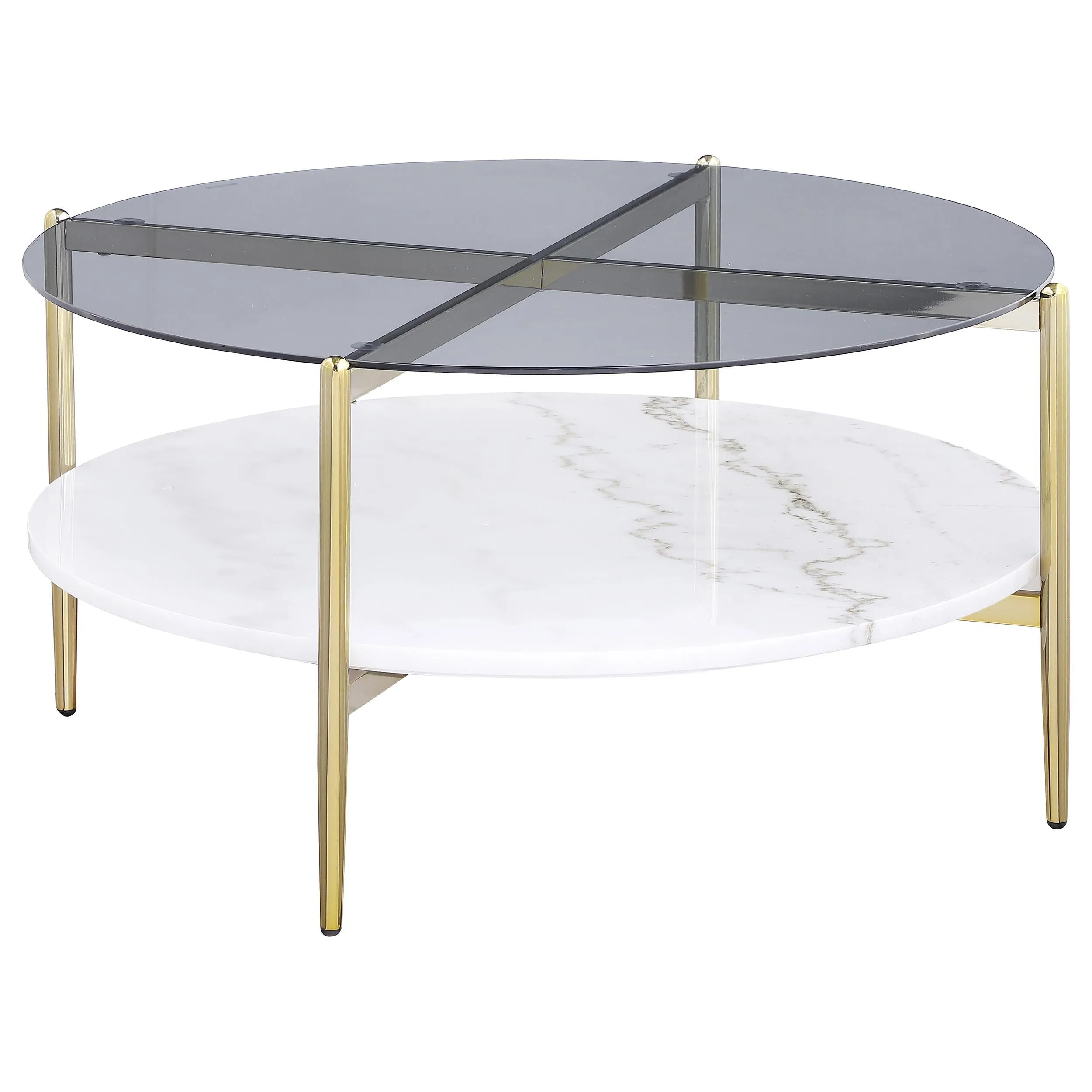 Jonelle Gold 3-Piece Round Coffee and End Table Set - Image 4