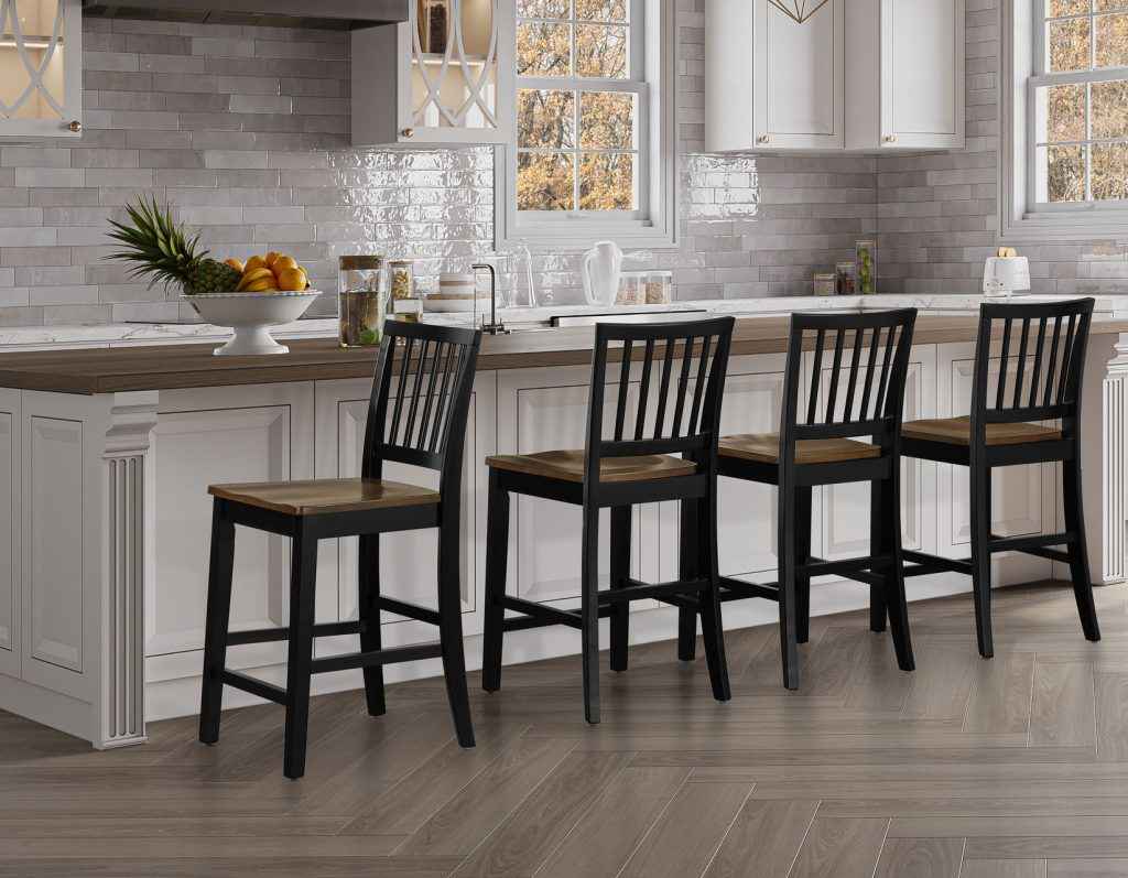 Joplin Walnut and Ebony Finish Solid Wood 24″ Farmhouse Counter Stool - Image 11