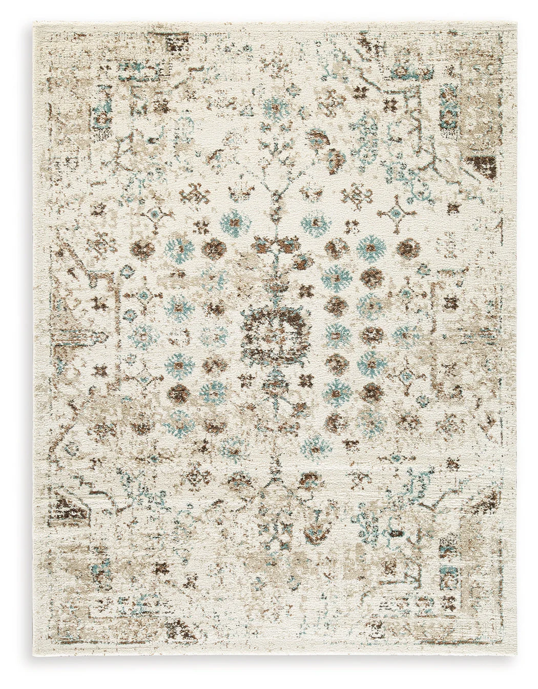 Jossler Ivory/Brown/Teal Medium Rug - Image 2