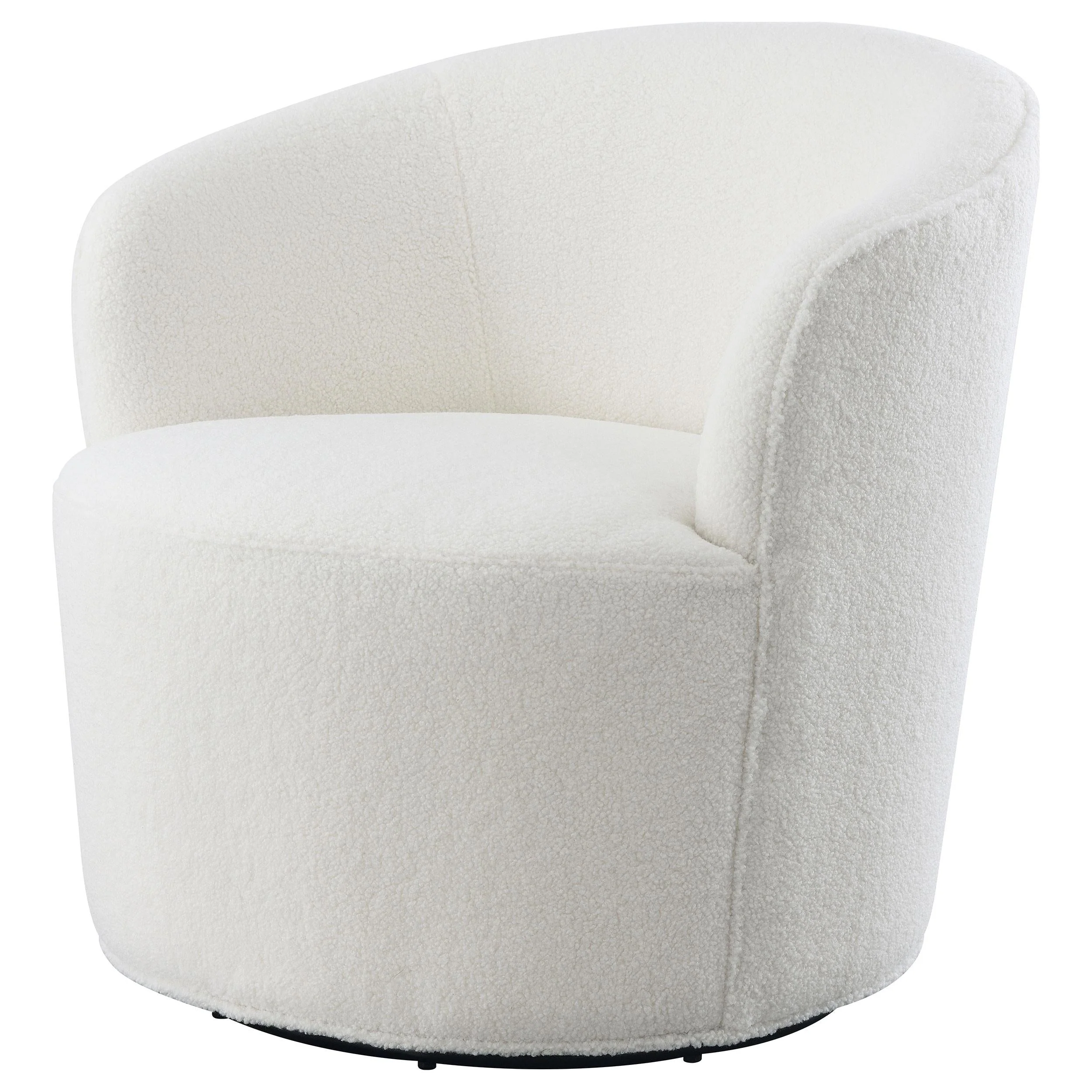 Joyce Upholstered Barrel Back Swivel Chair White - Image 4