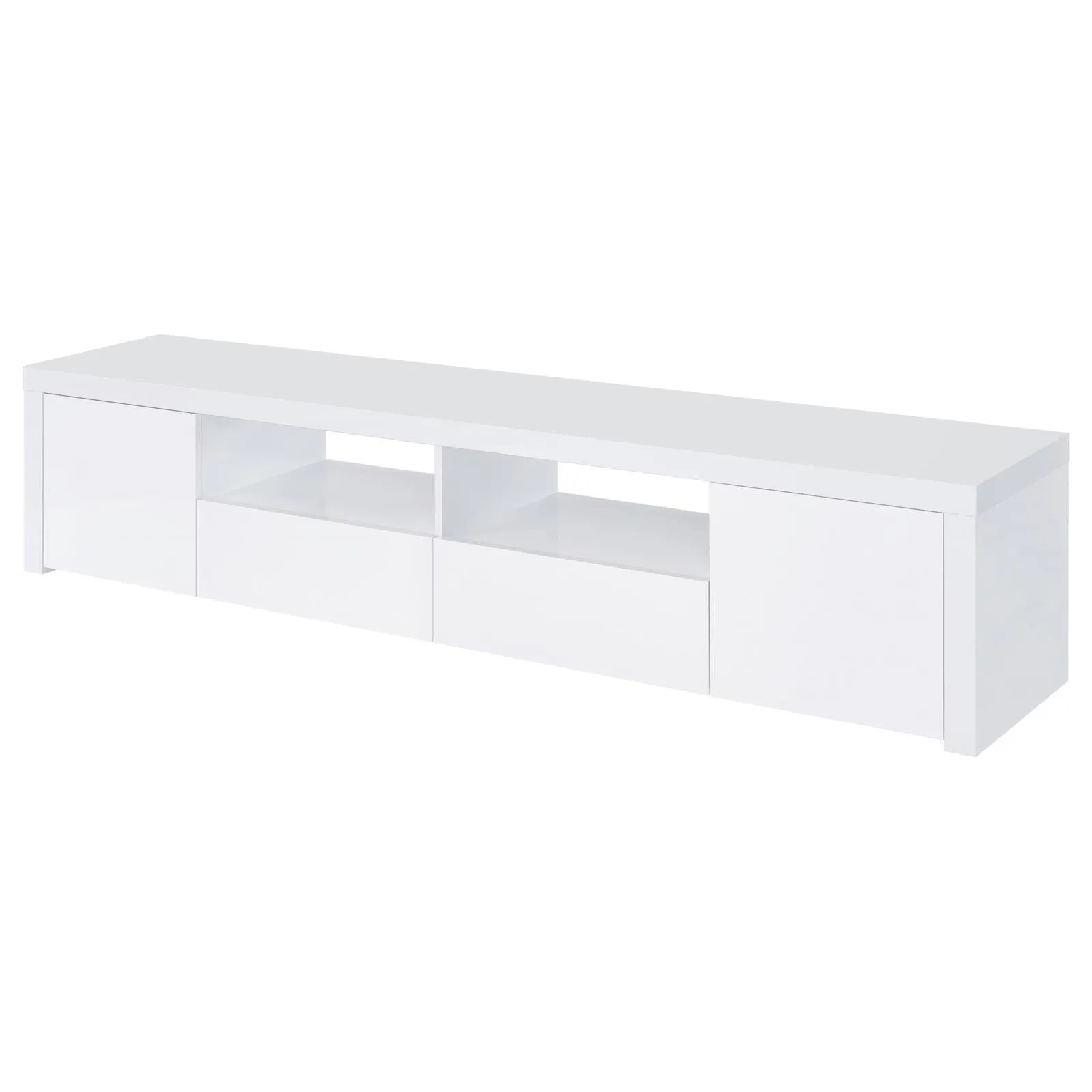 Jude White High Gloss 2-door 79" TV Stand With Drawers - Image 4