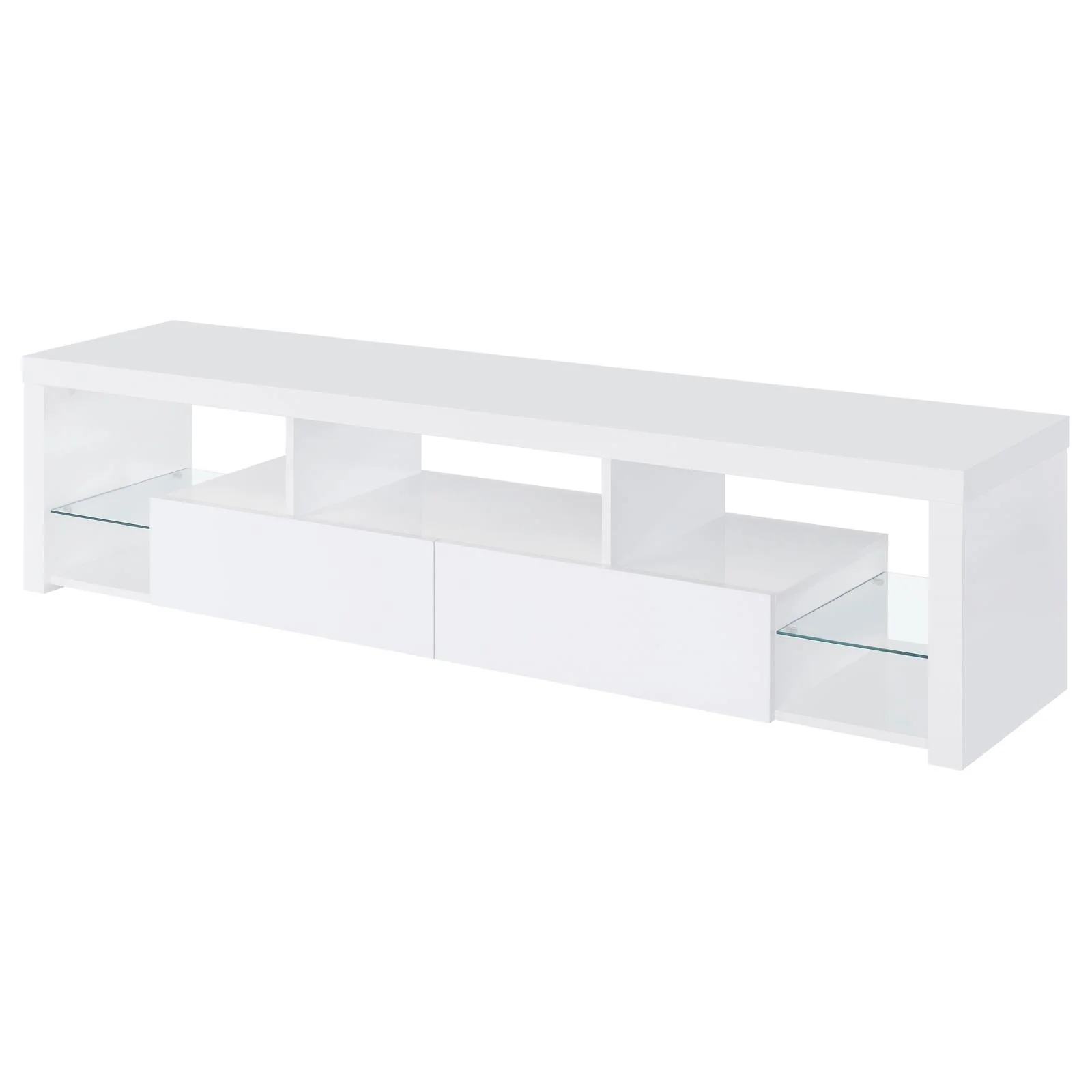 Jude White High Gloss 2-drawer 71" TV Stand With Shelving - Image 4