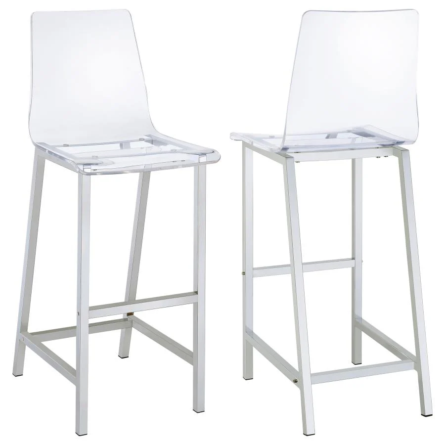 Juelia Chrome/Clear Acrylic Bar Stools, Set of 2