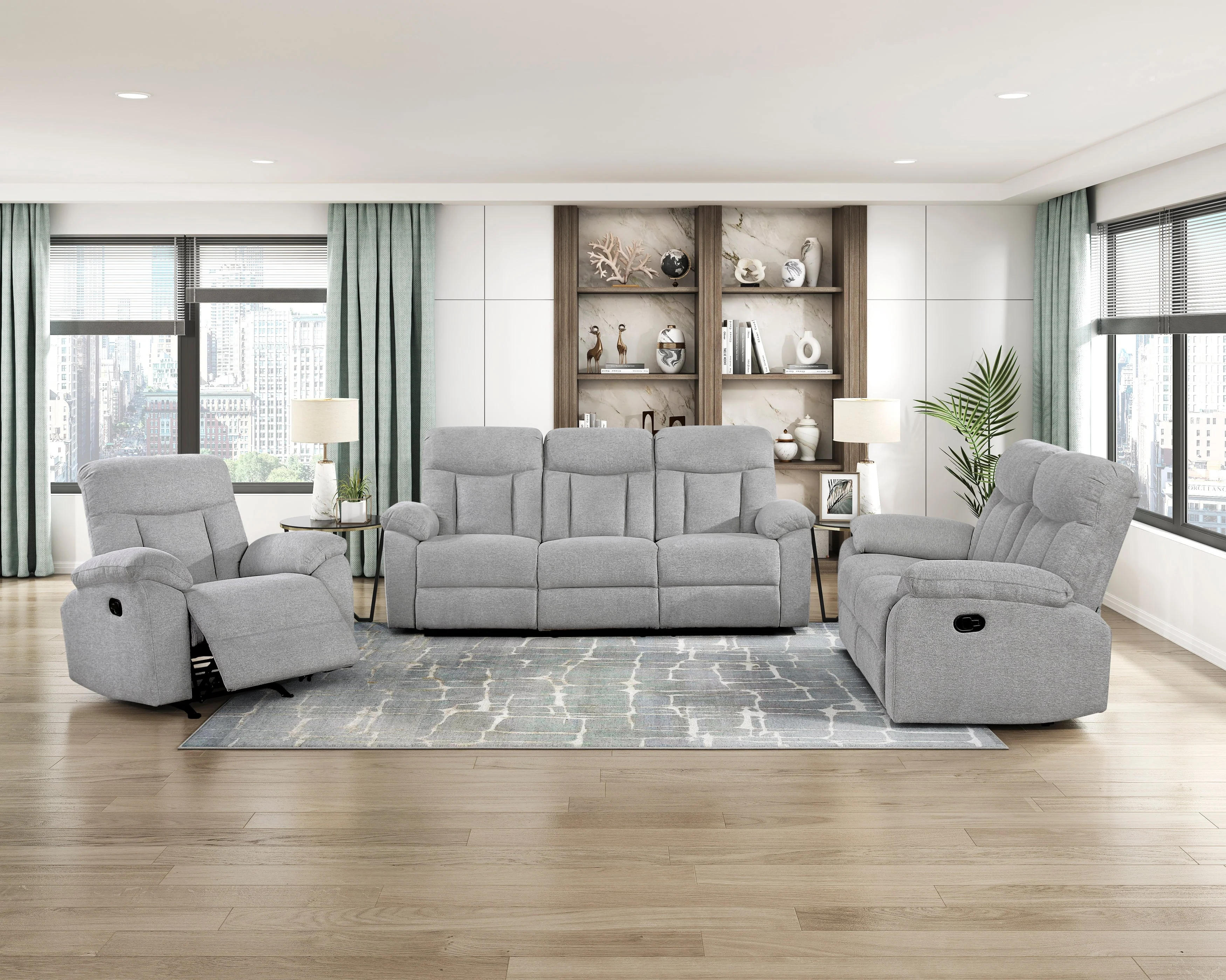Jules Gray Double Reclining Living Room Set