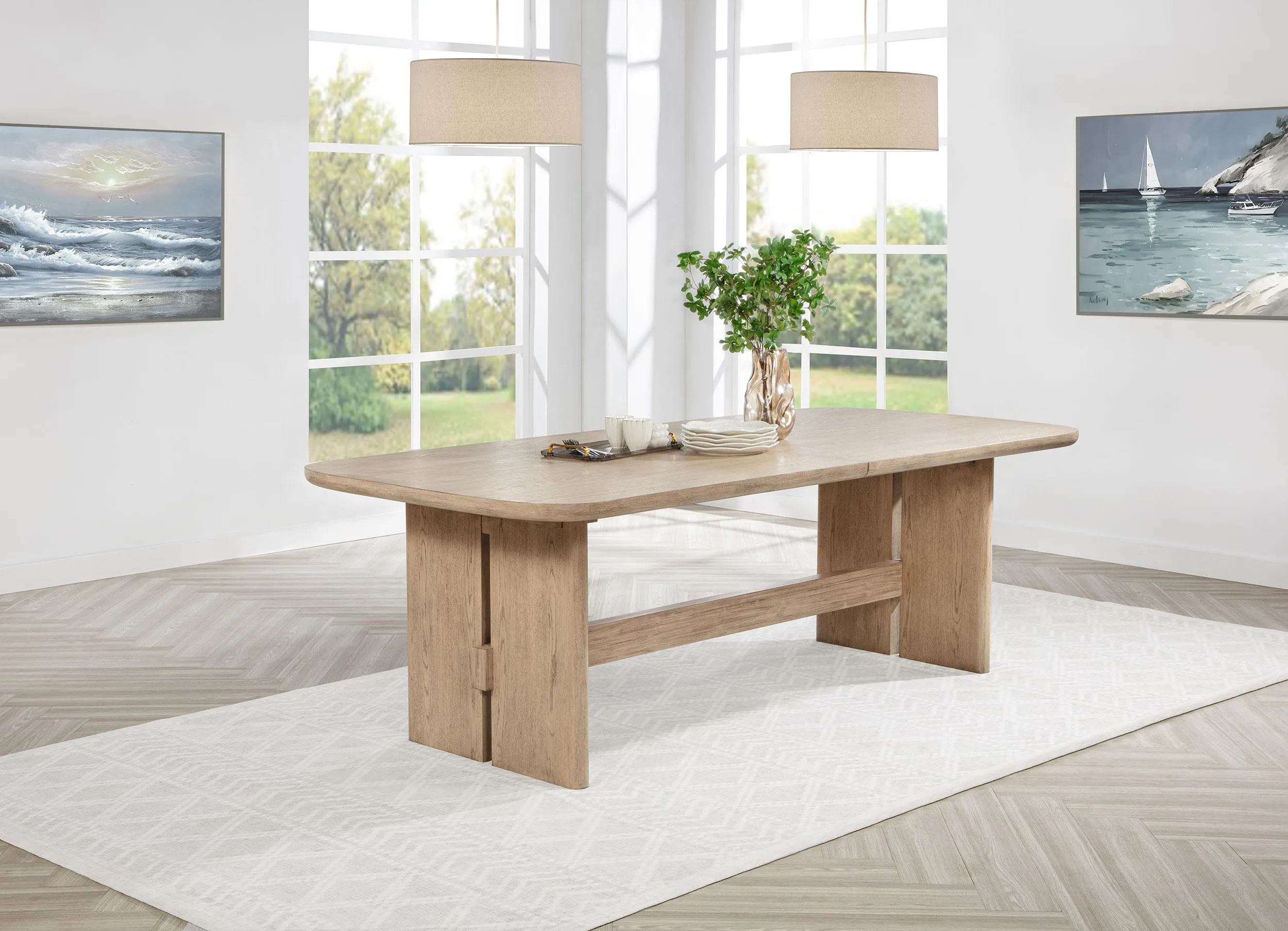 Kailani Beige Oak Rectangular Wood Dining Table - Image 2