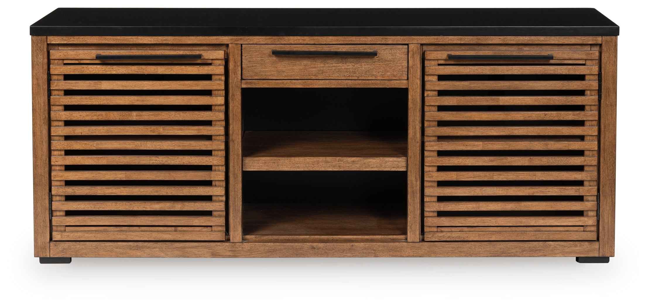 Kallari Warm Brown and Matte Black 2 Door Credenza - Image 4