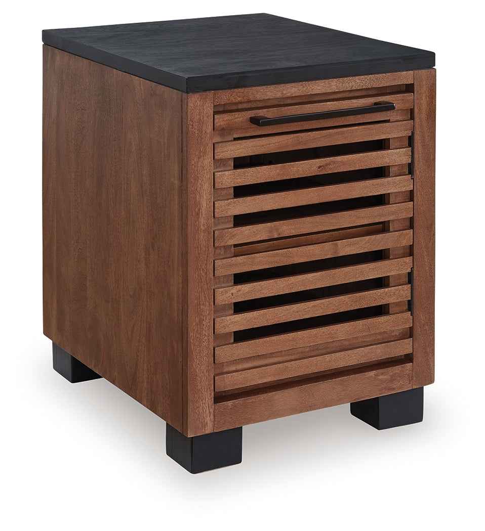 Kallari Warm Brown and Matte Black Chairside End Table - Image 2