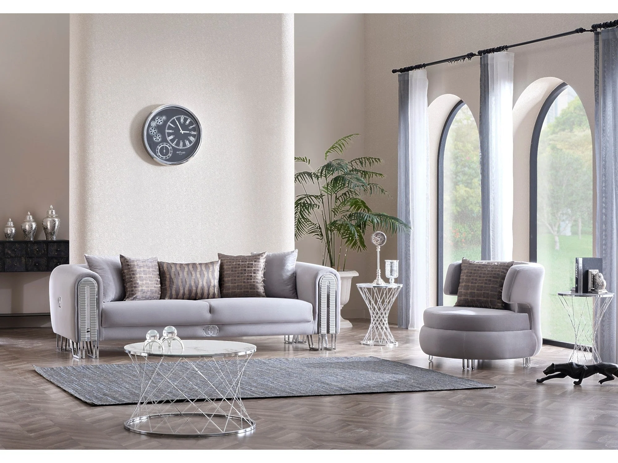 Kapadokya Grey 3-pieces (Sofa & Loveseat & Chair) Living Room Set - Image 4