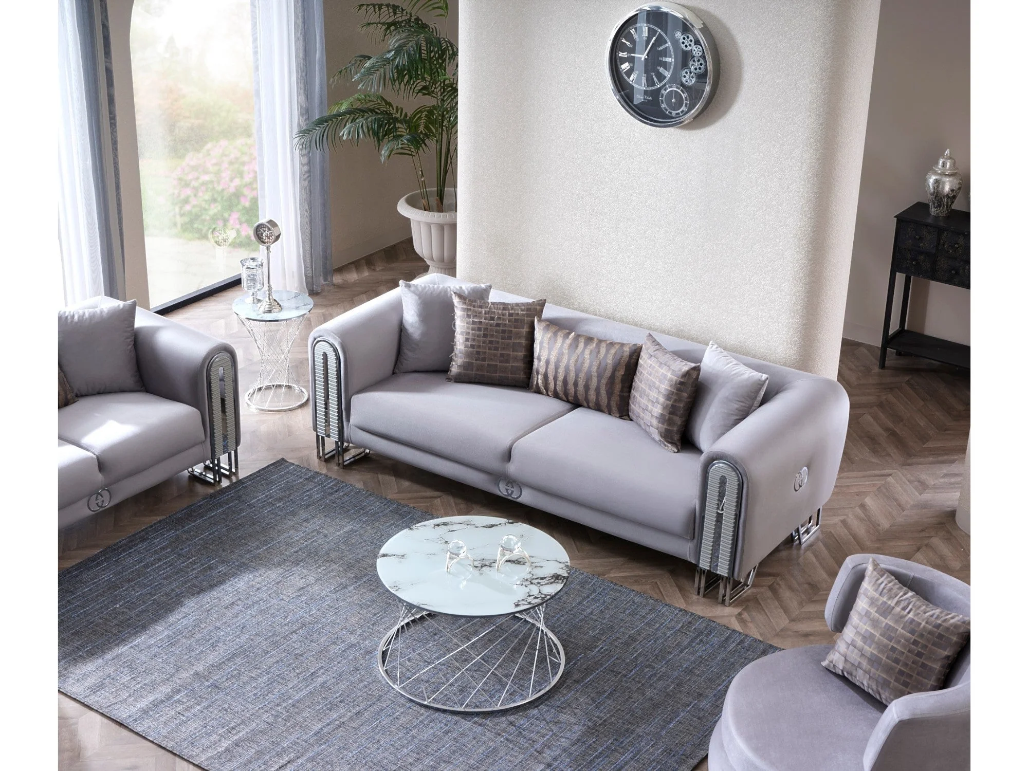 Kapadokya Grey 3-pieces (Sofa & Loveseat & Chair) Living Room Set - Image 7