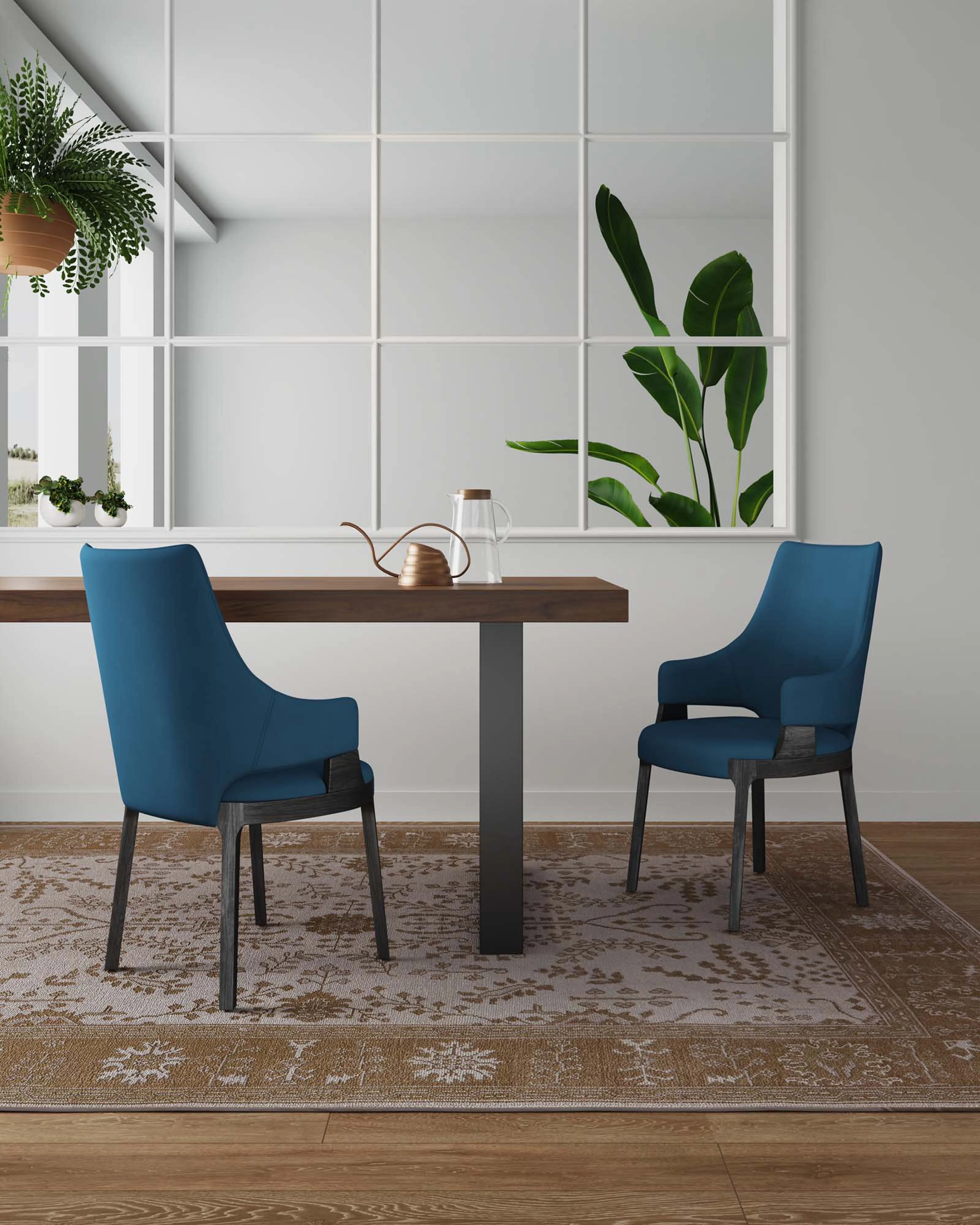 Kara Dining Arm Chair in Blue (set of 2) - Image 2