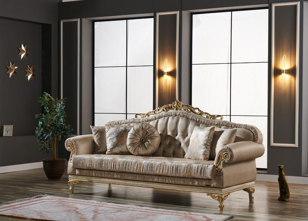 Kardelen Cream 2-Piece Living Room Set (1 Sofa & 1 Loveseat) - Image 8