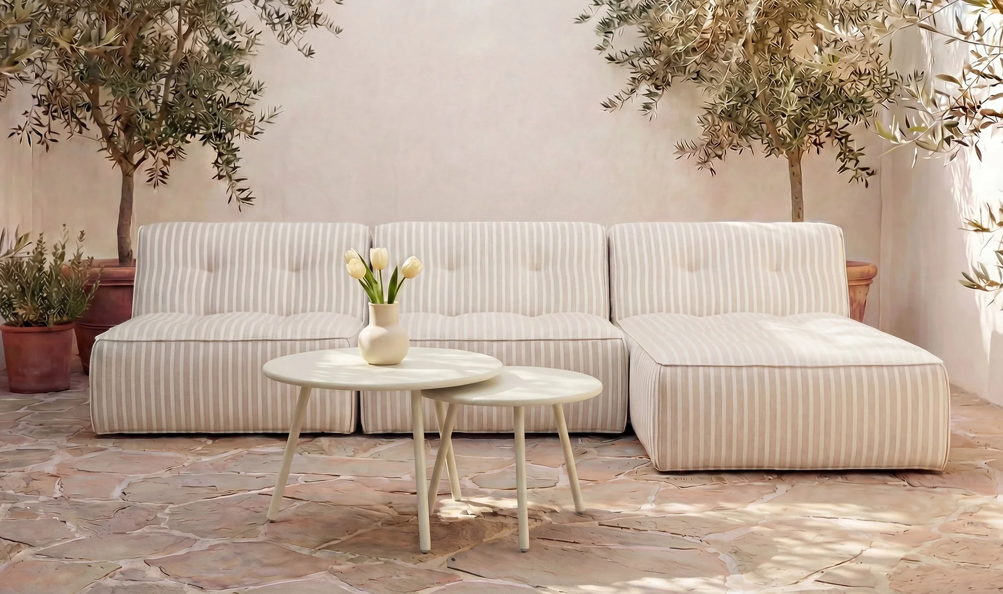 Kari Outdoor Nesting Coffee Table Cream - Image 3