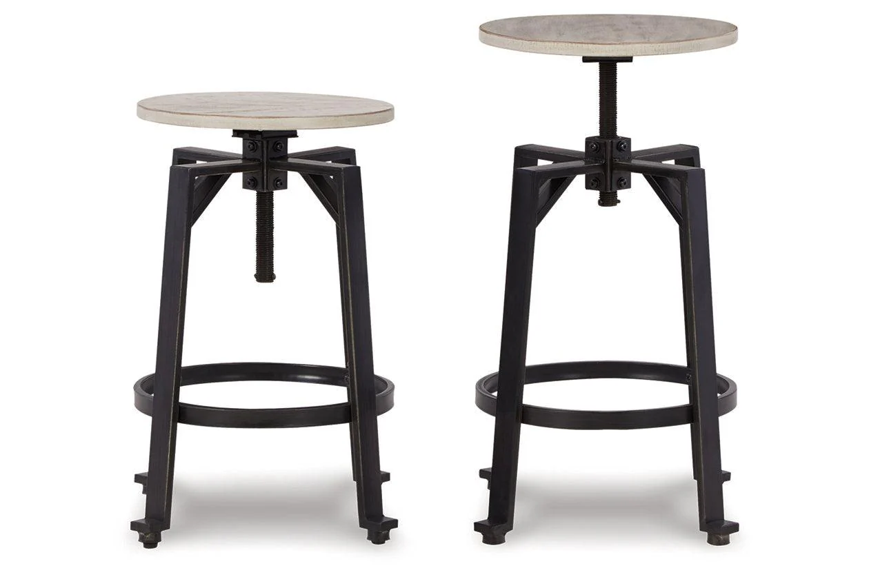 Karisslyn Whitewash/Black Counter Height Stool, Set of 2