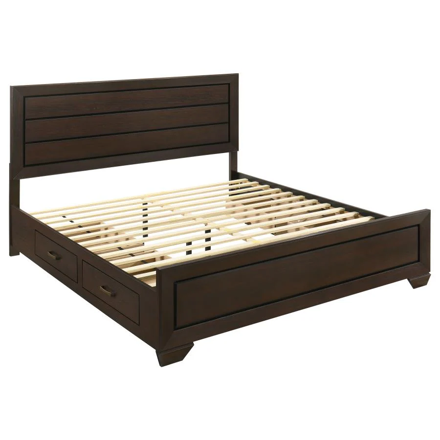 Kauffman Dark Cocoa 5-Piece Storage King Bedroom Set with High Straight Headboard - Image 3