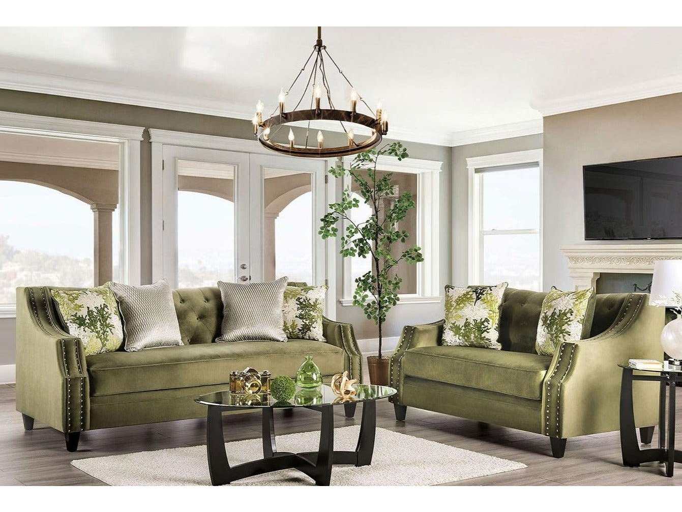 Kaye Green Stationary Sofa & Loveseat