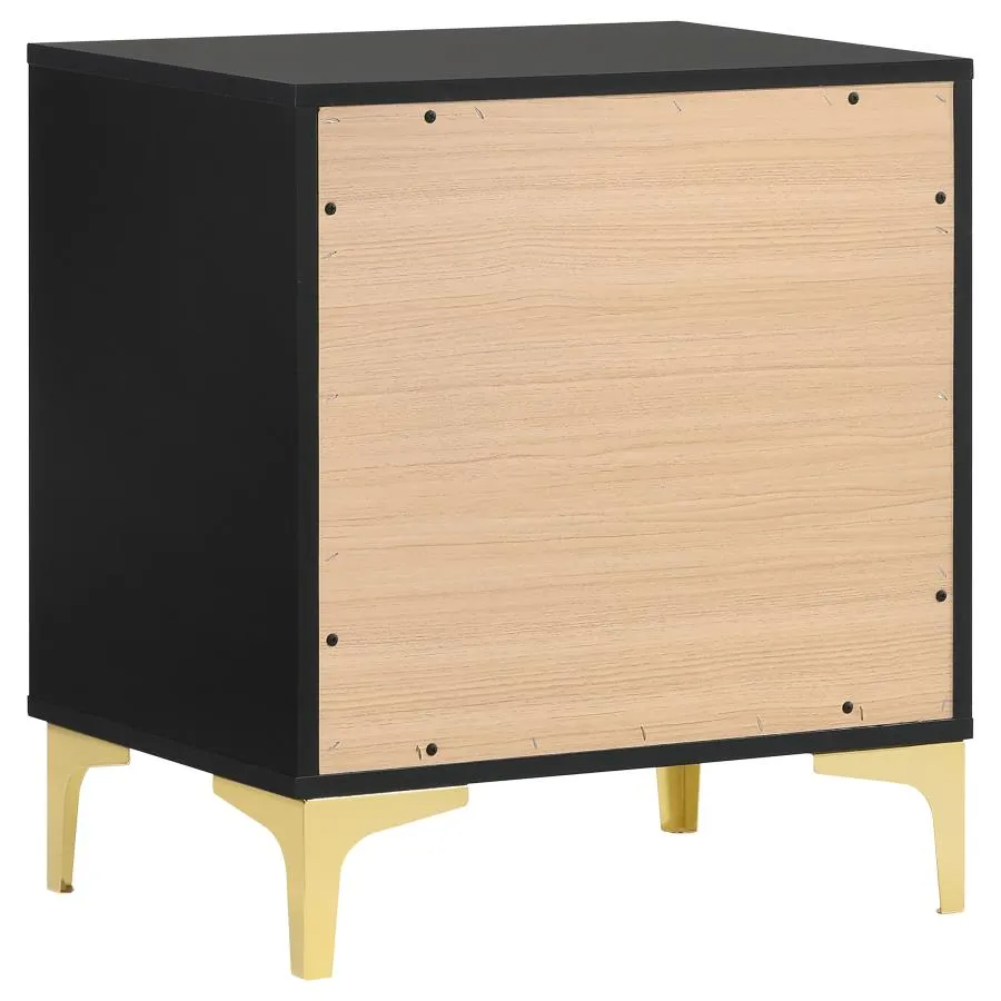 Kendall Black and Gold Upholstered Panel Bedroom Set - Image 7