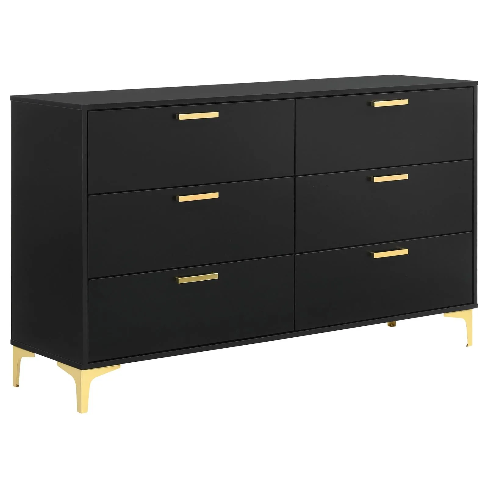 Kendall Black/Gold 5-Piece Tufted Panel Eastern King Bedroom Set - Image 5
