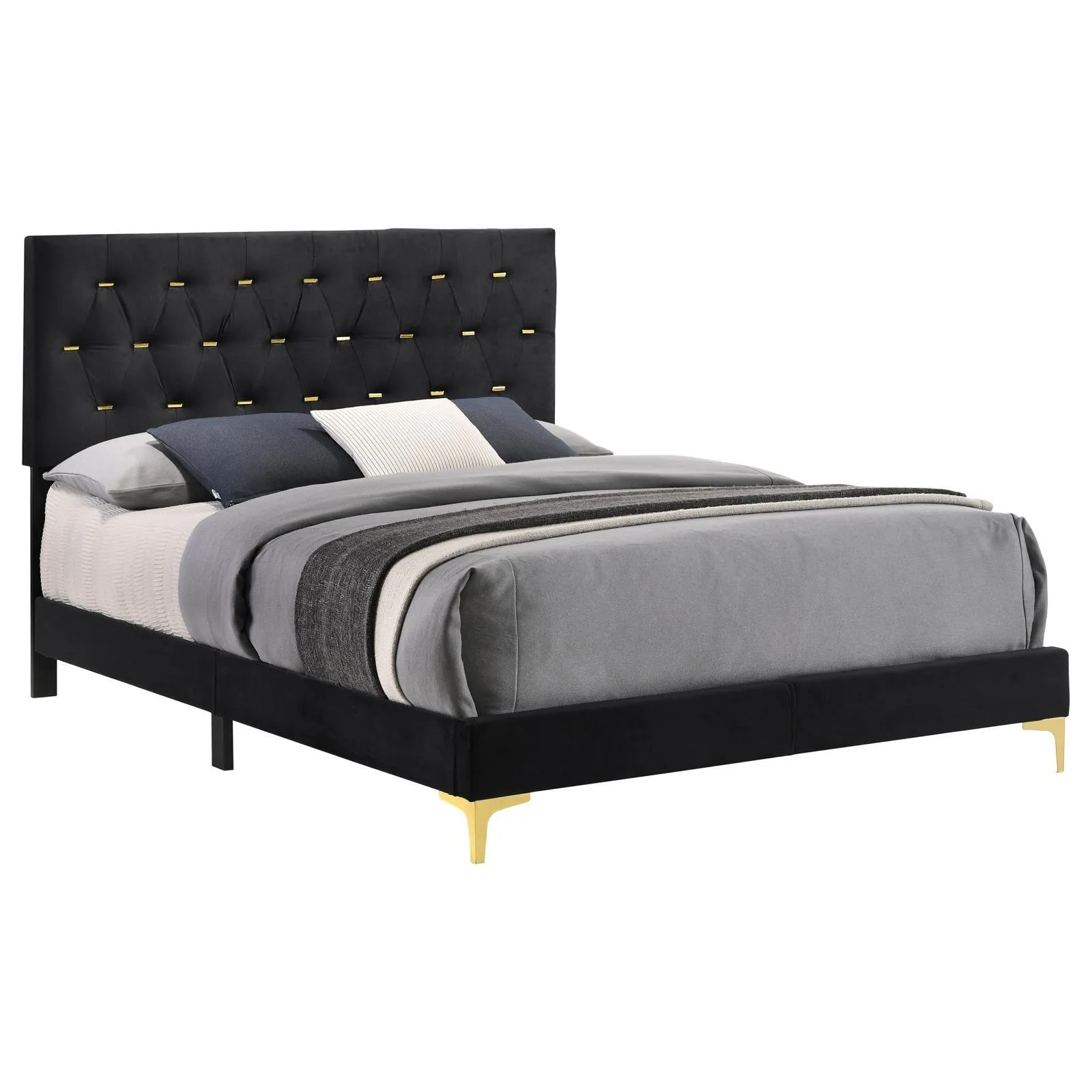 Kendall Black/Gold Tufted Panel Eastern King Bed - Image 2