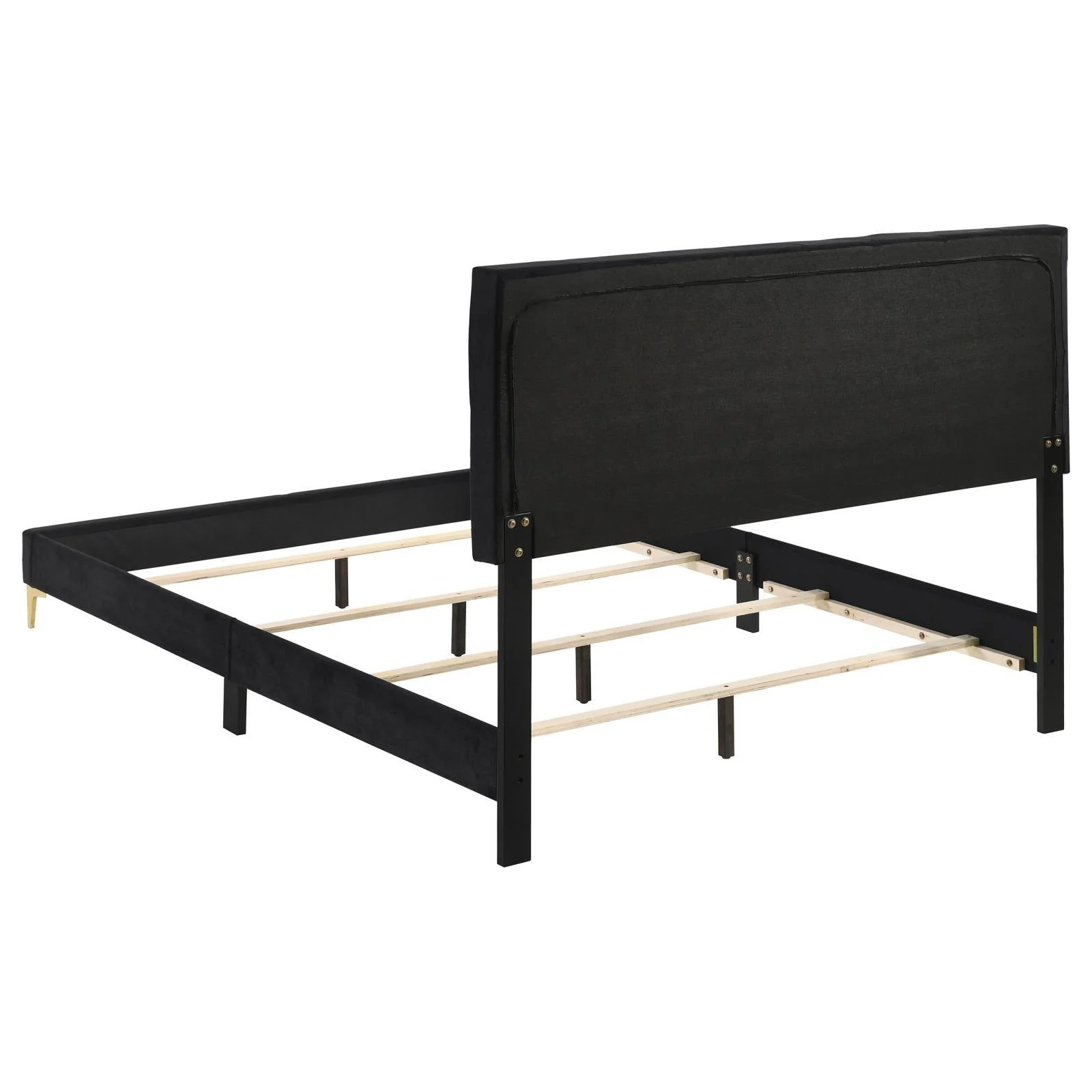 Kendall Black/Gold Tufted Panel Queen Bed - Image 3